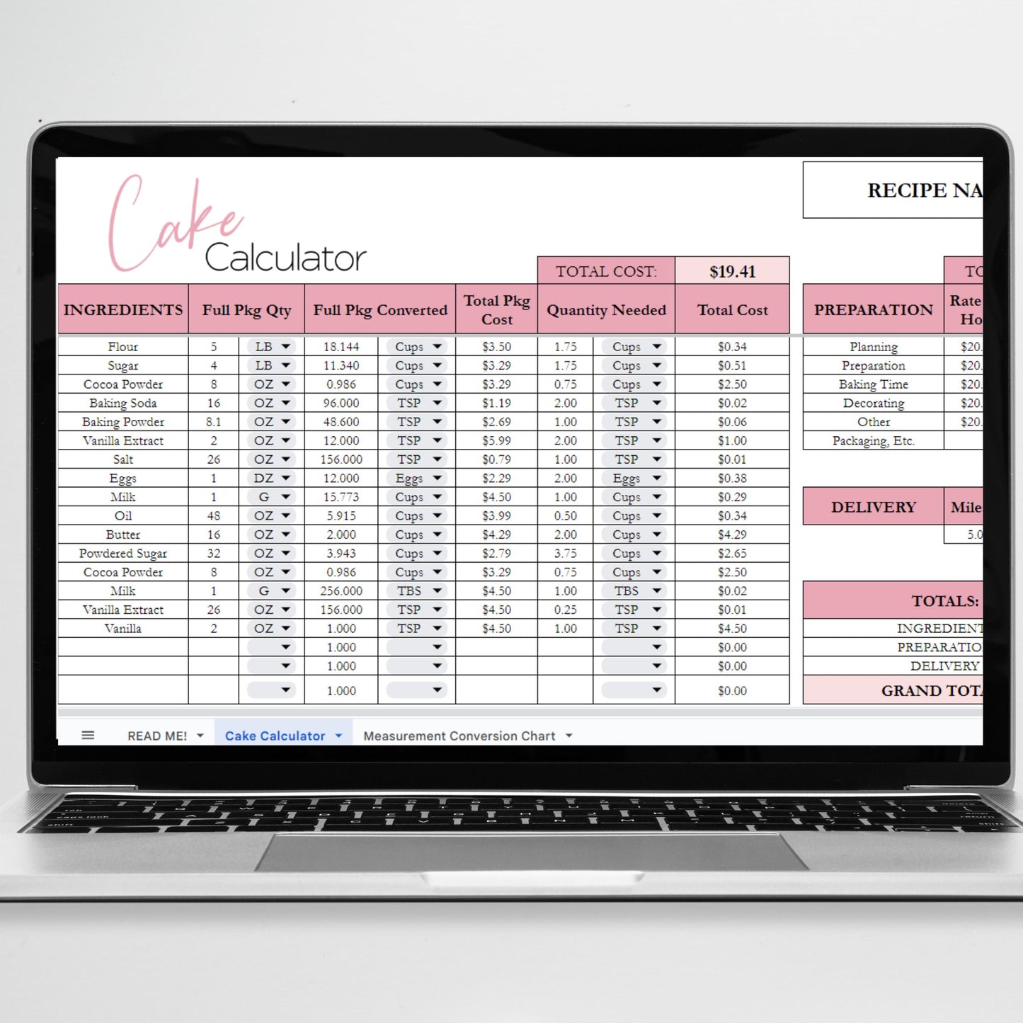 Recipe Calculator Google Sheet and Excel Spreadsheet