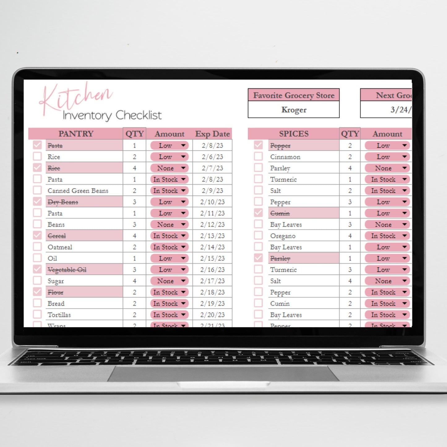 Food Inventory Checklist Bundle Google Sheet and Excel Spreadsheets