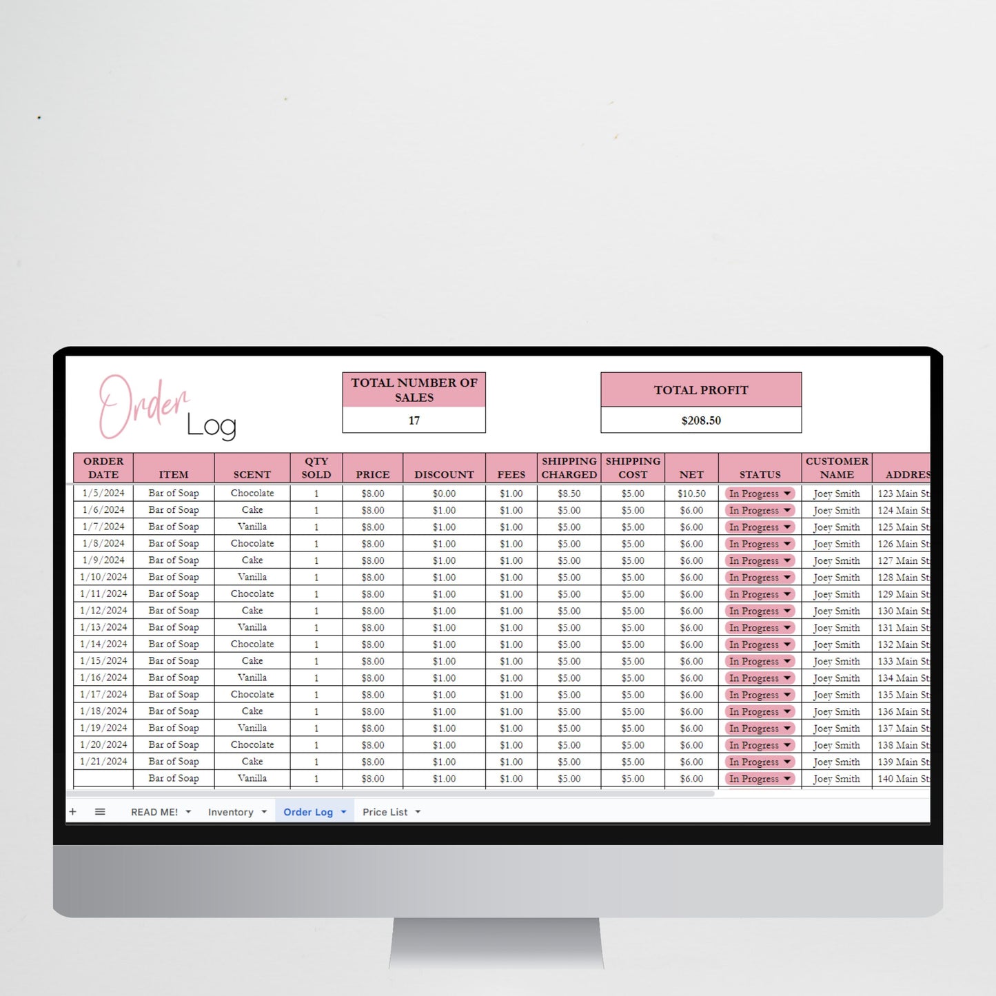 Soap Business Inventory Spreadsheet Google Sheets
