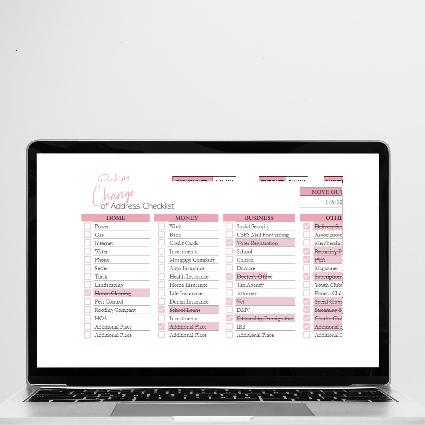Home Moving Planner Bundle Google Sheet and Excel Spreadsheet