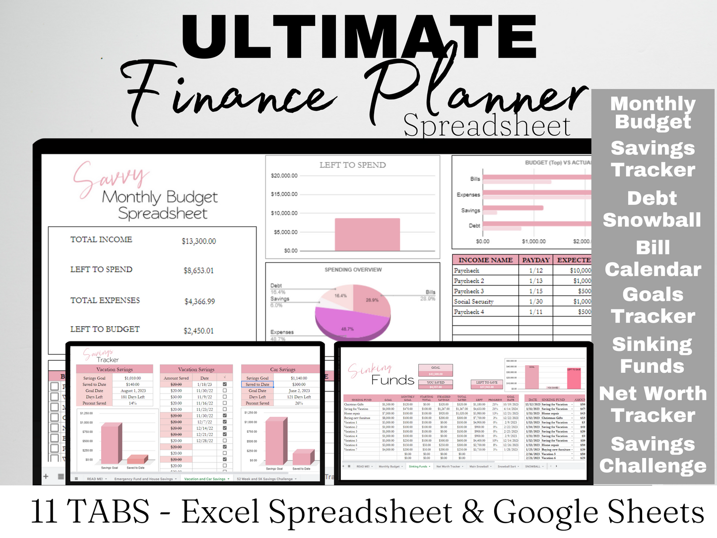 Ultimate Financial Planner Template Google Sheets Excel Spreadsheet