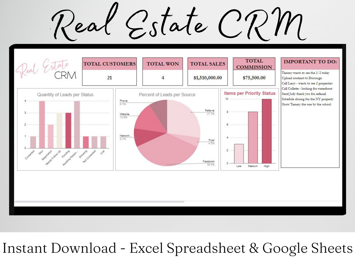 Real Estate CRM Template Google Sheets Excel Spreadsheet