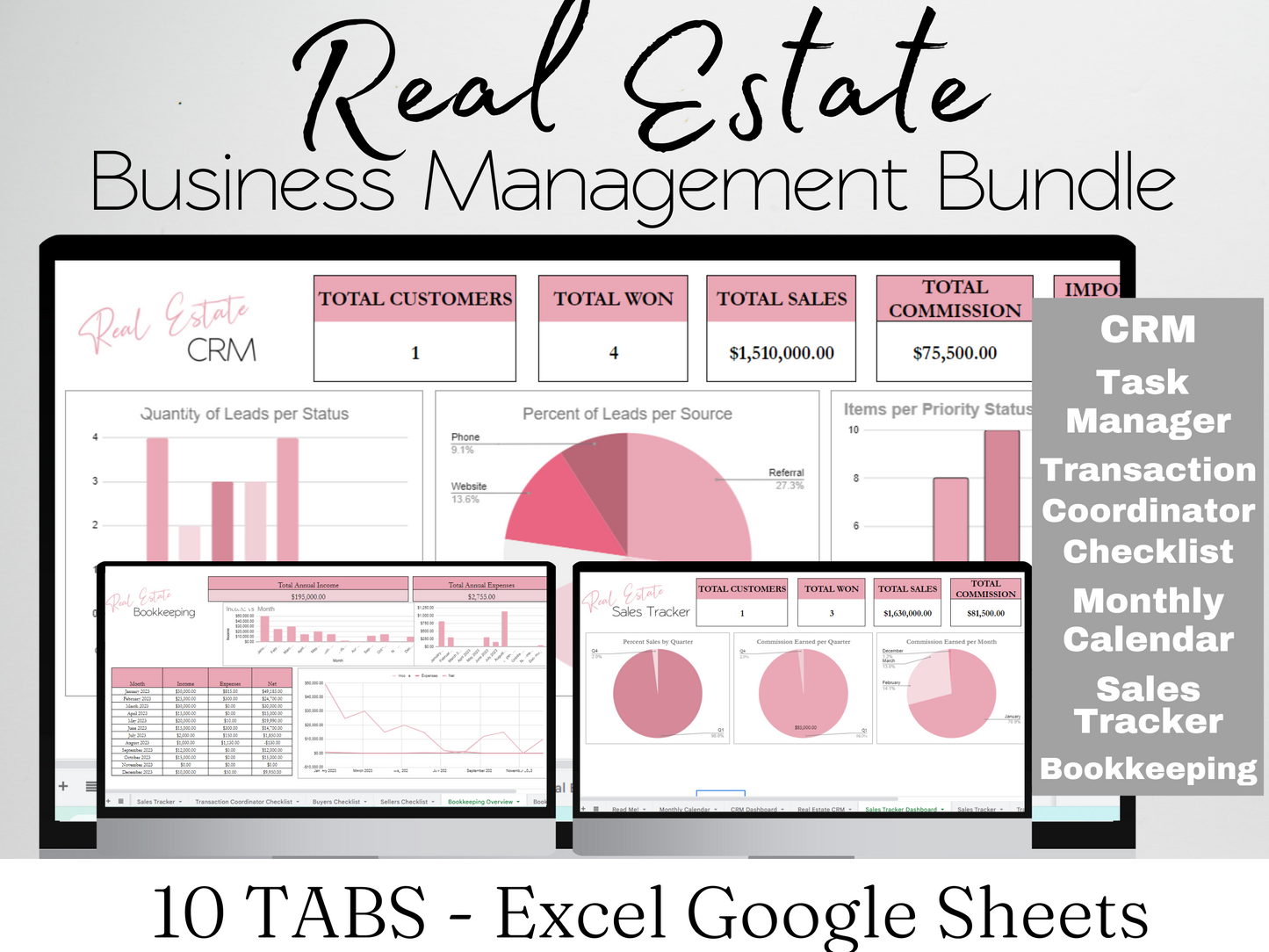 Real Estate Sales Management Bundle Template Google Sheets Excel Spreadsheet