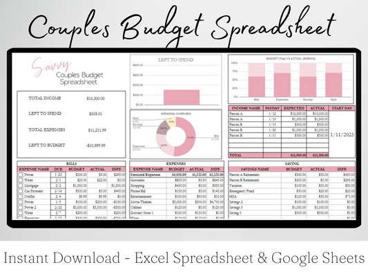 Couples Budget Template Google Sheets Excel Spreadsheet