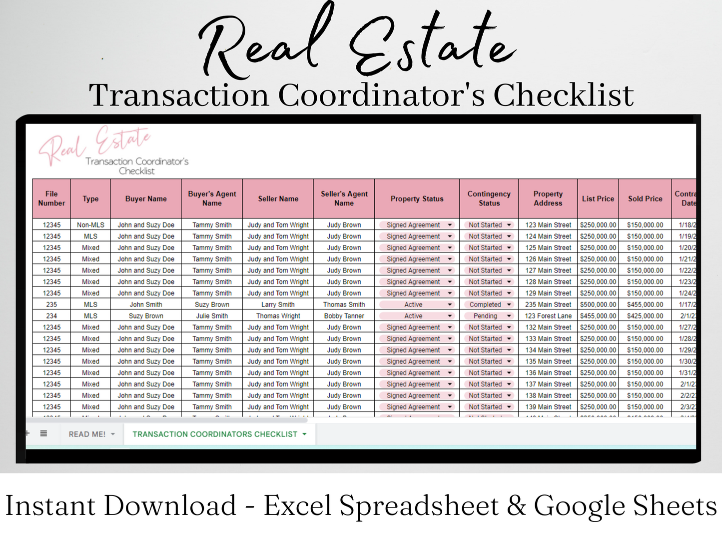 Real Estate Transaction Coordination Checklist Template Google Sheets Excel Spreadsheet