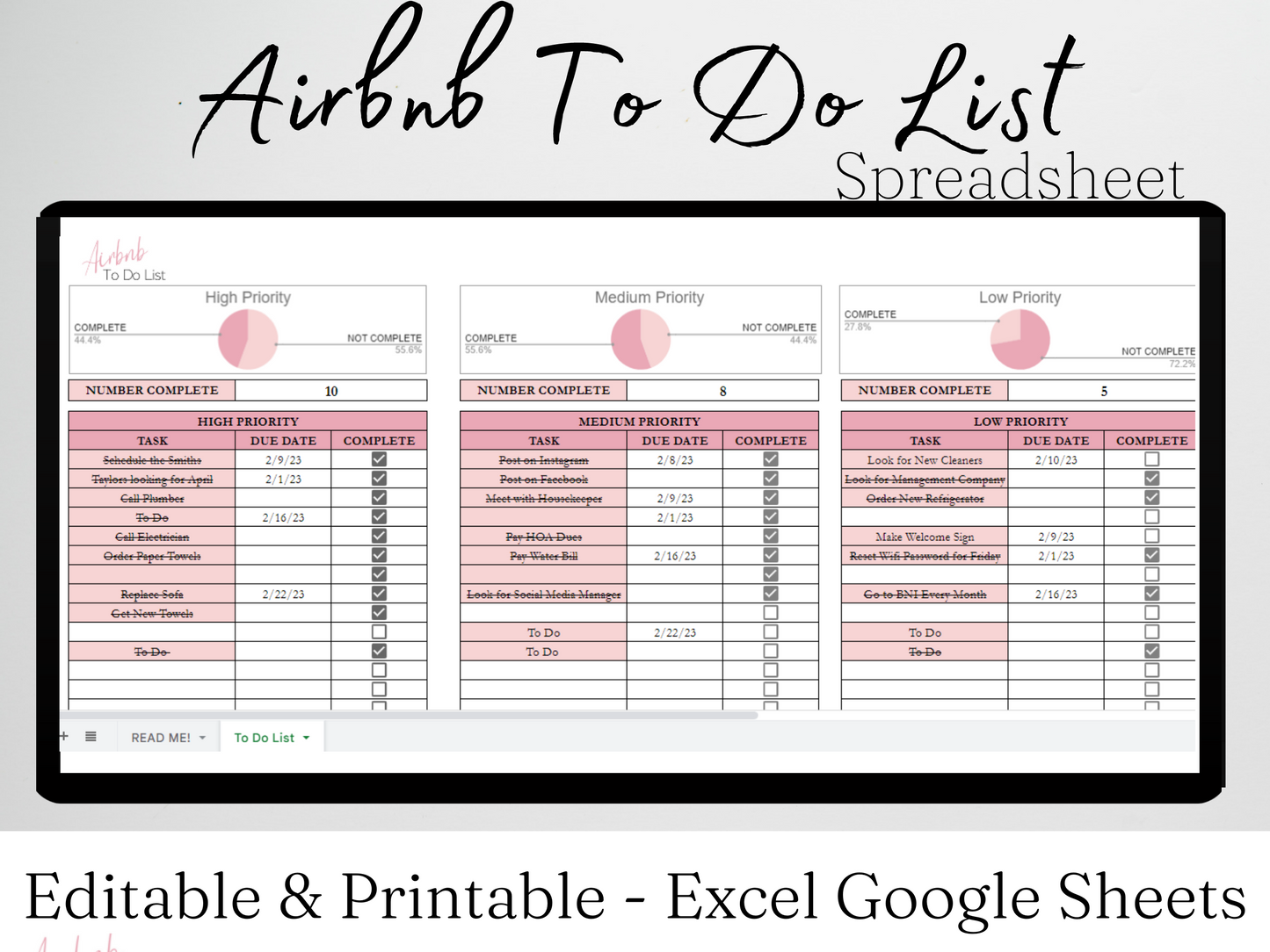 Airbnb To Do List Template Google Sheets Excel Spreadsheet