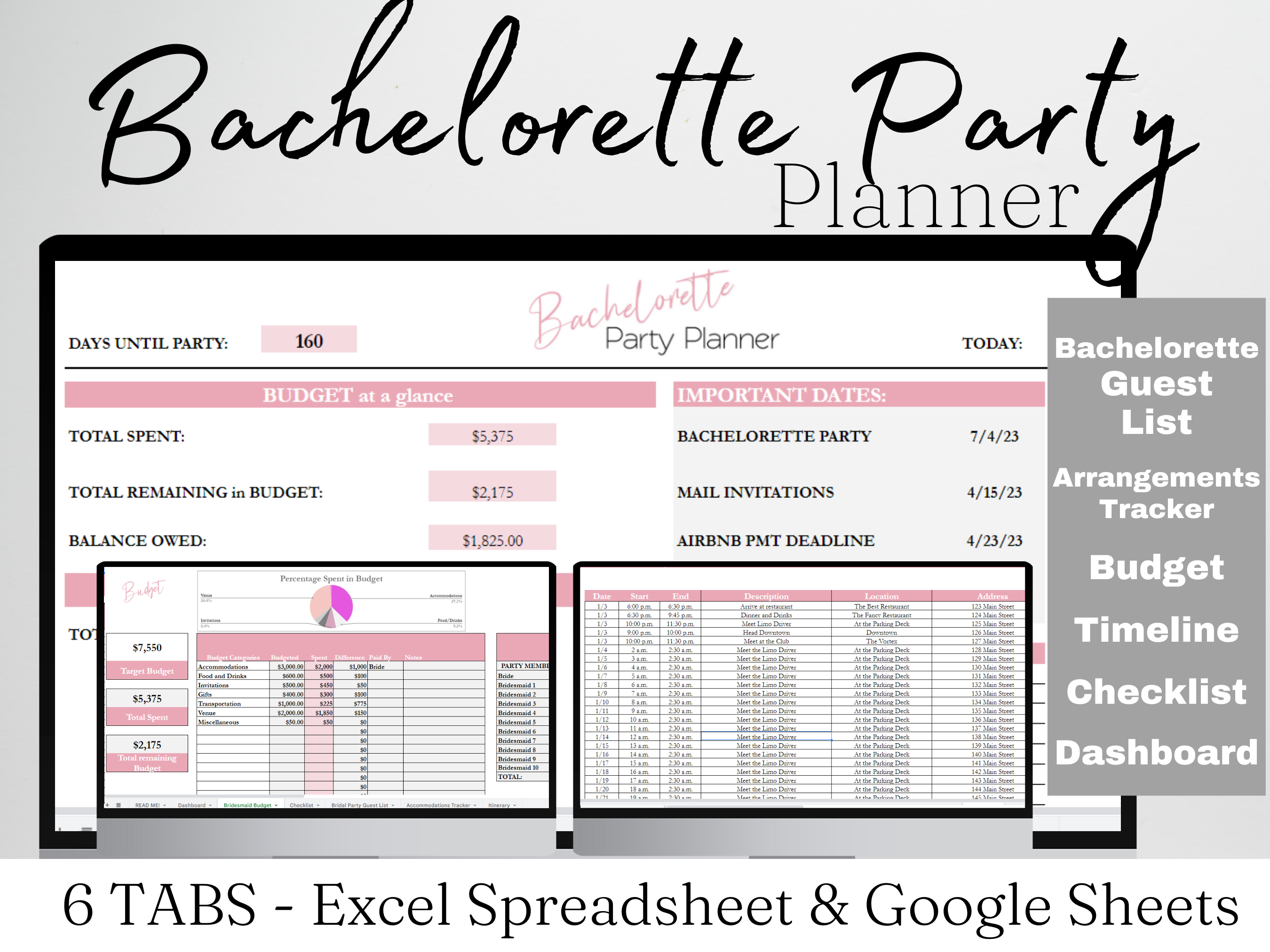 Bachelorette Party Planner Template Google Sheets Excel Spreadsheet Bachelorette Party Planner Template Google Sheets Excel Spreadsheet
