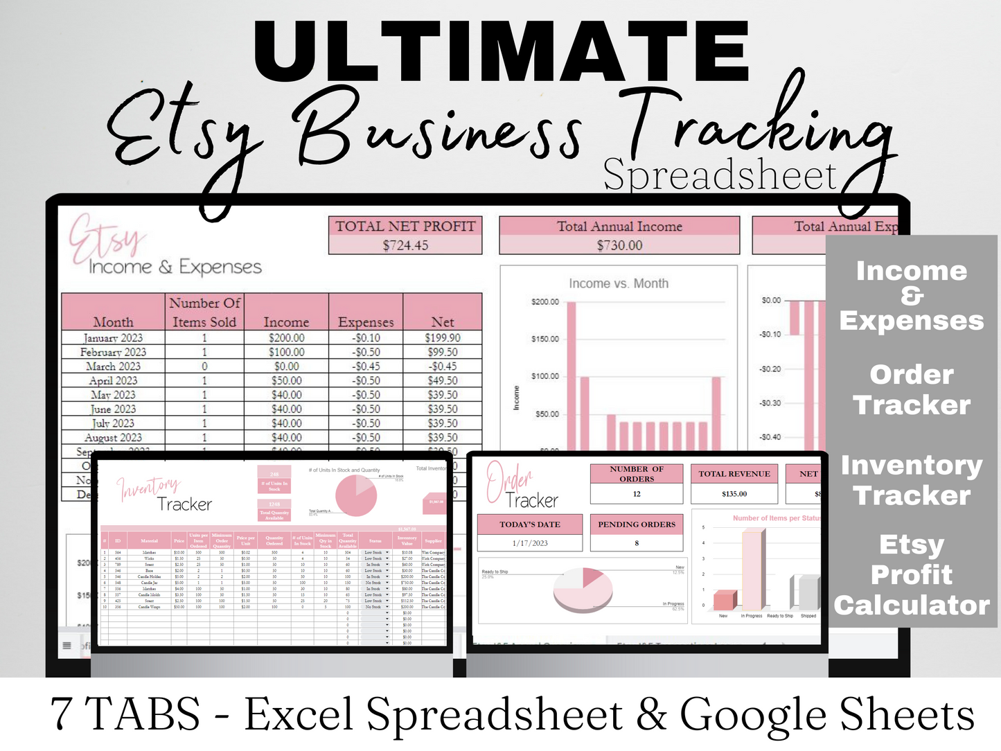 Ultimate Etsy Business Template Google Sheets Excel Spreadsheet