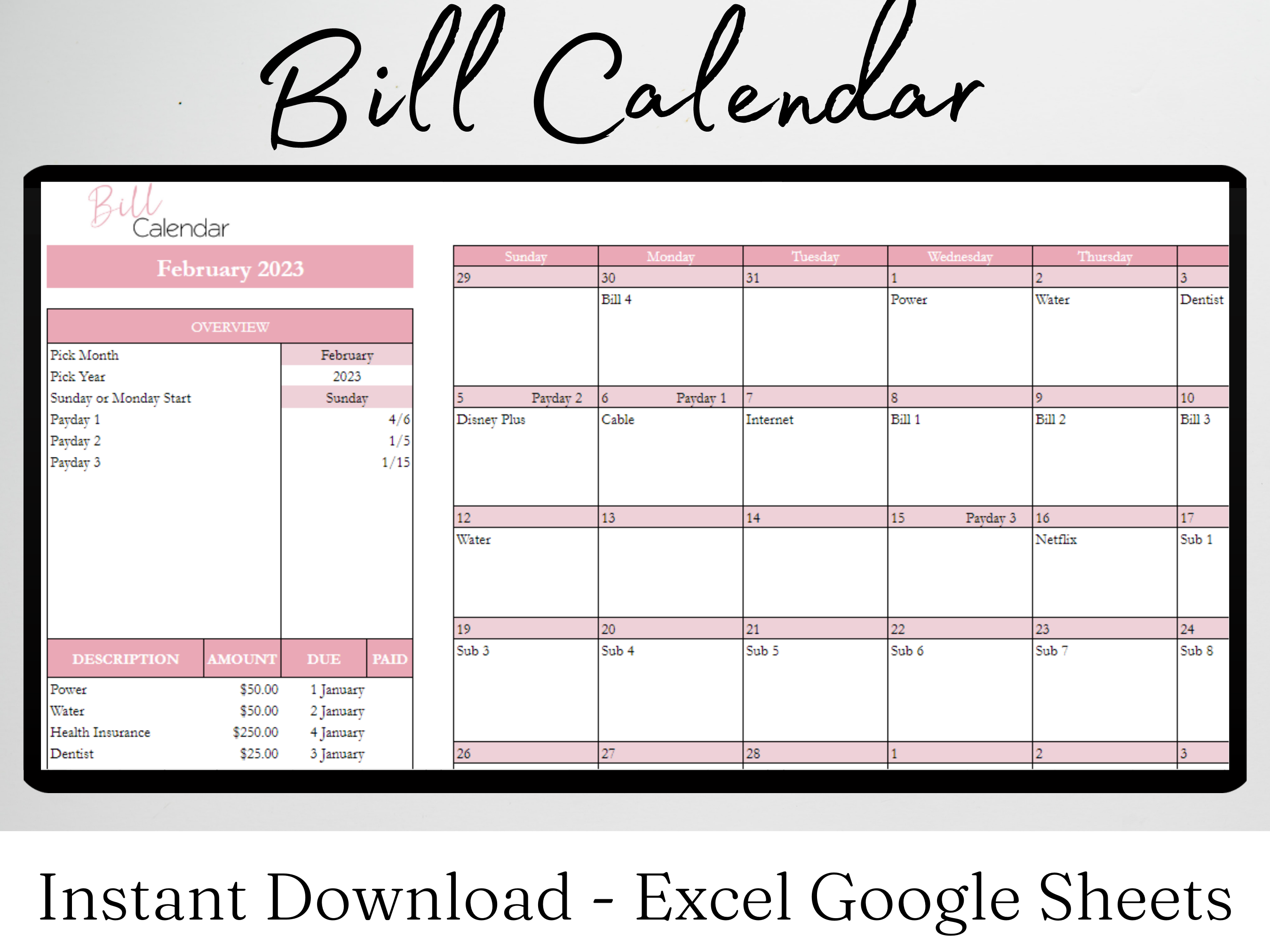 Bill Calendar Template Google Sheets Excel Spreadsheet – Savvy and Thriving Bill Calendar Template Google Sheets Excel Spreadsheet – Savvy and Thriving