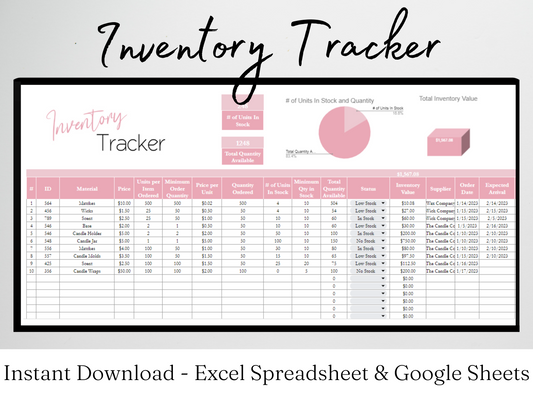 Inventory Tracker Template Google Sheets Excel Spreadsheet