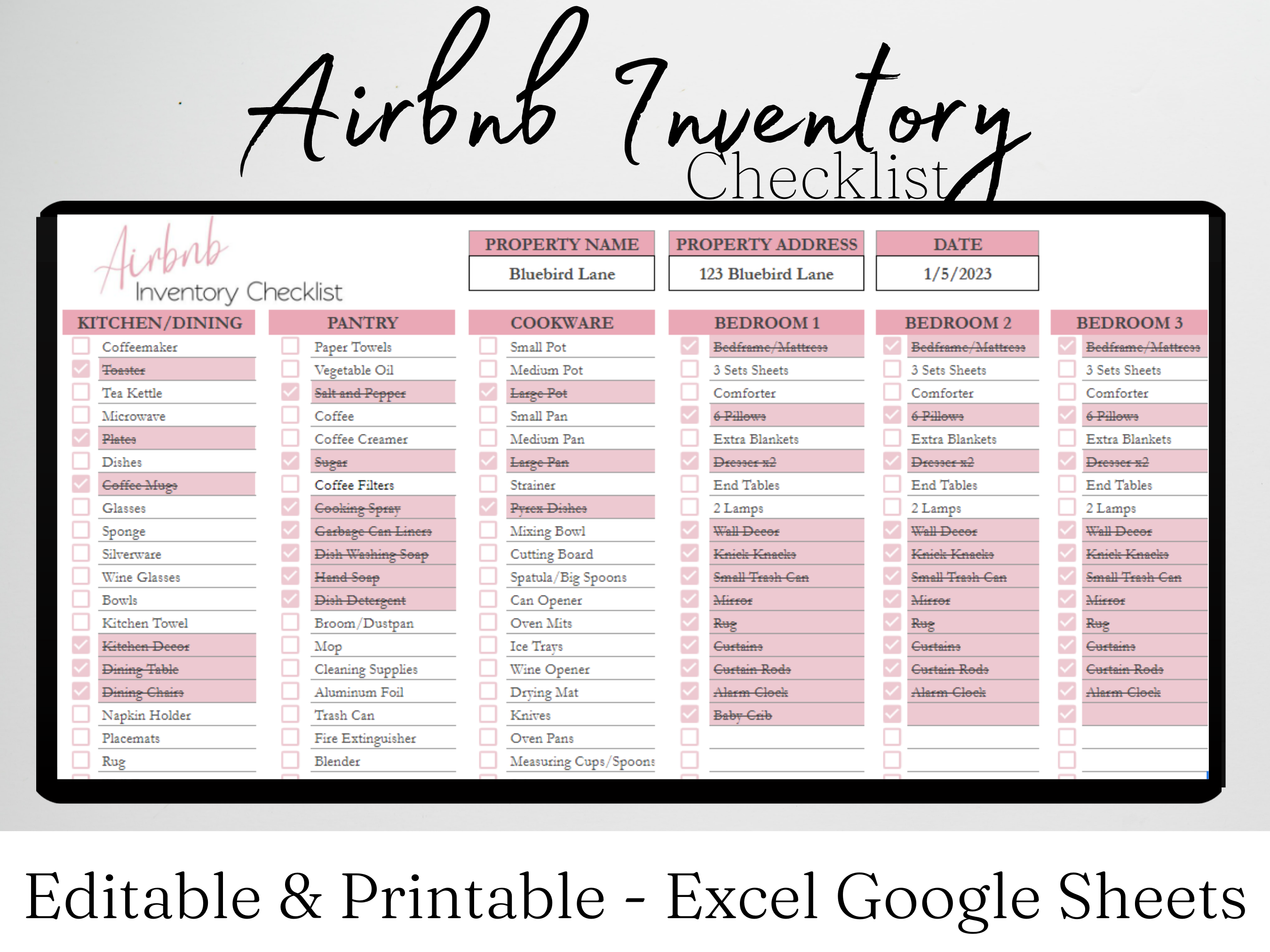 Household Supplies List Inventory Template