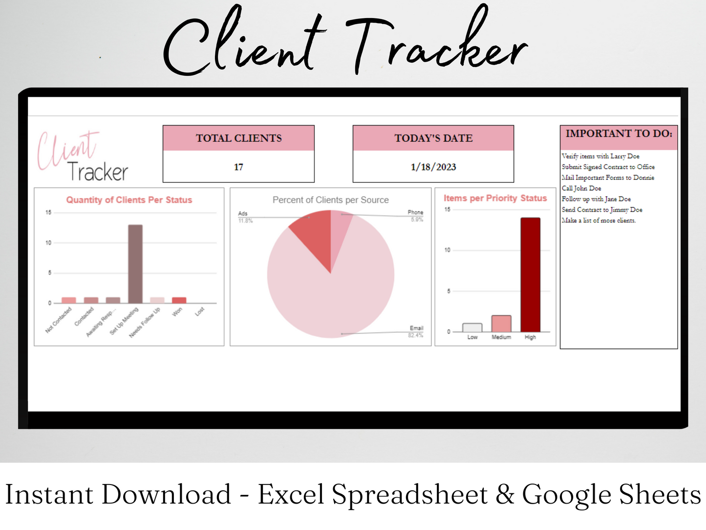 Client Tracker Template Google Sheets Excel Spreadsheet
