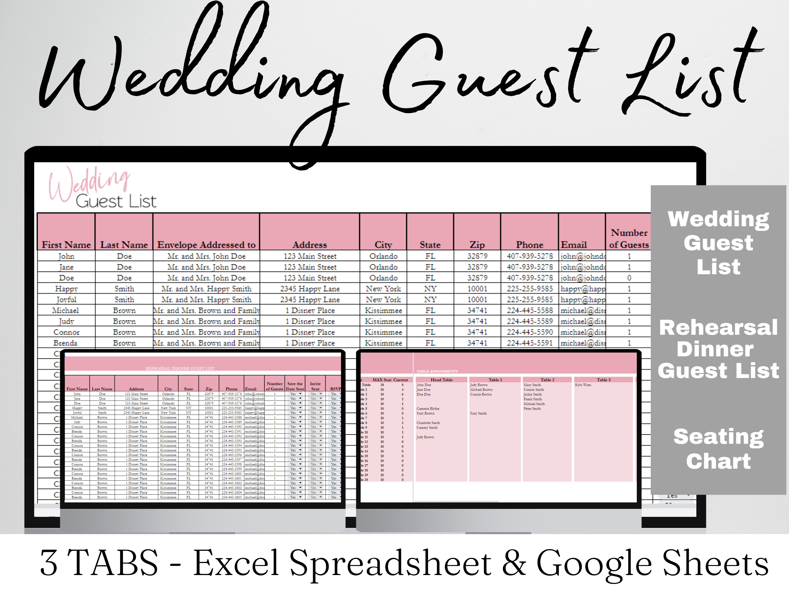Wedding Guest List Template Google Sheets Excel Spreadsheet Savvy and