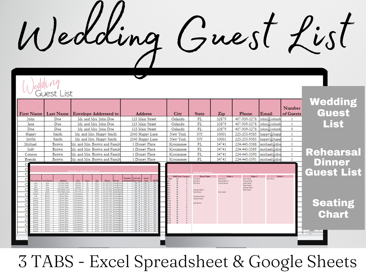 Wedding Guest List Template Google Sheets Excel Spreadsheet