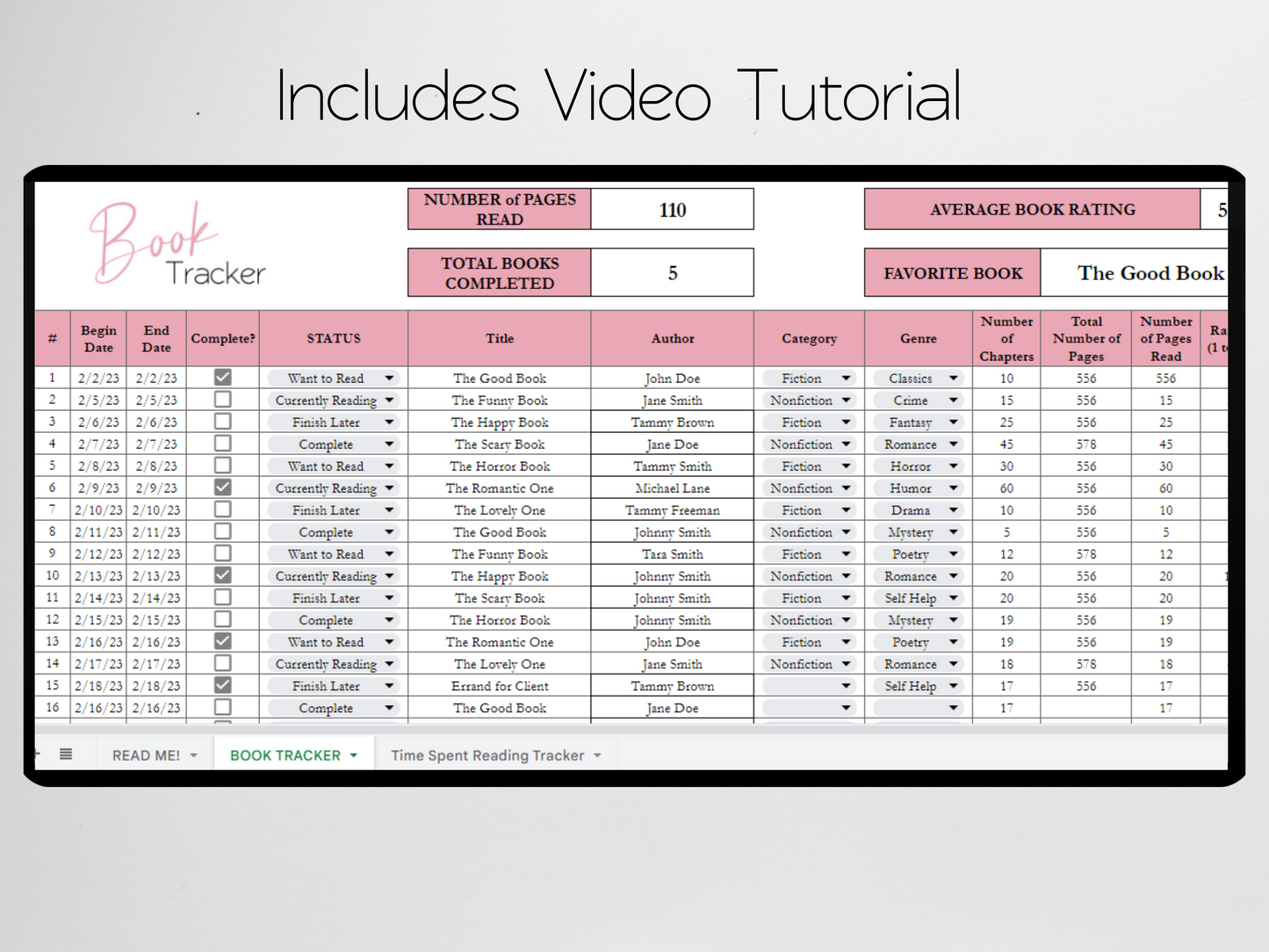 Book Tracker Template Google Sheets Excel Spreadsheet