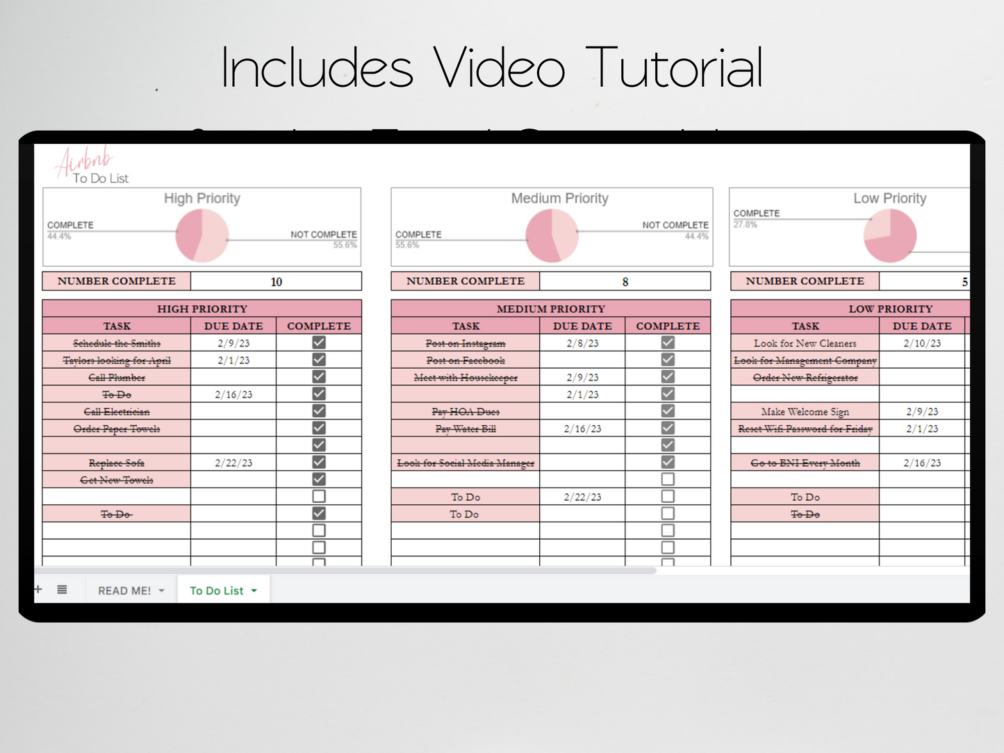Airbnb To Do List Template Google Sheets Excel Spreadsheet