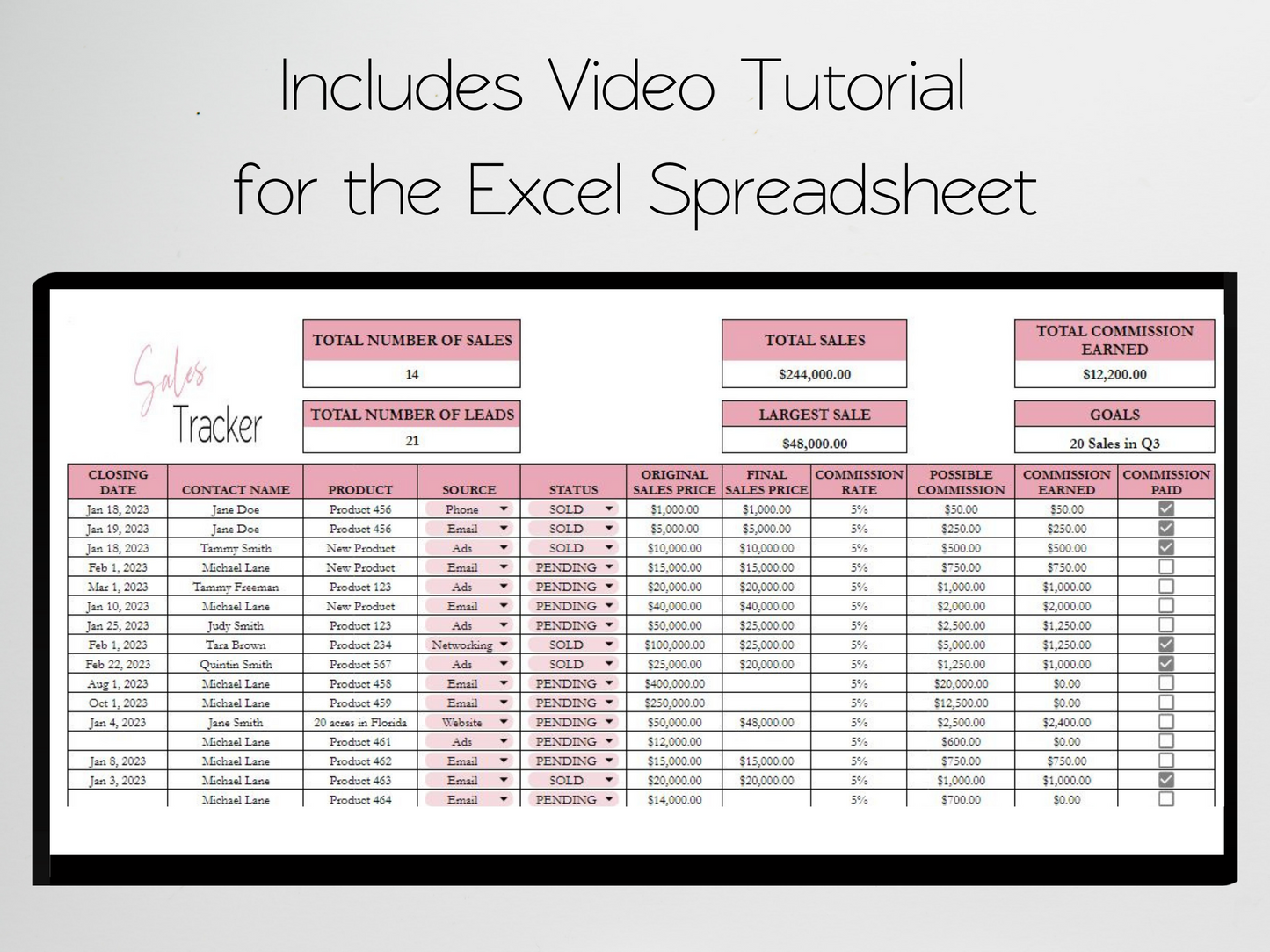 Sales Tracker Template Google Sheets Excel Spreadsheet