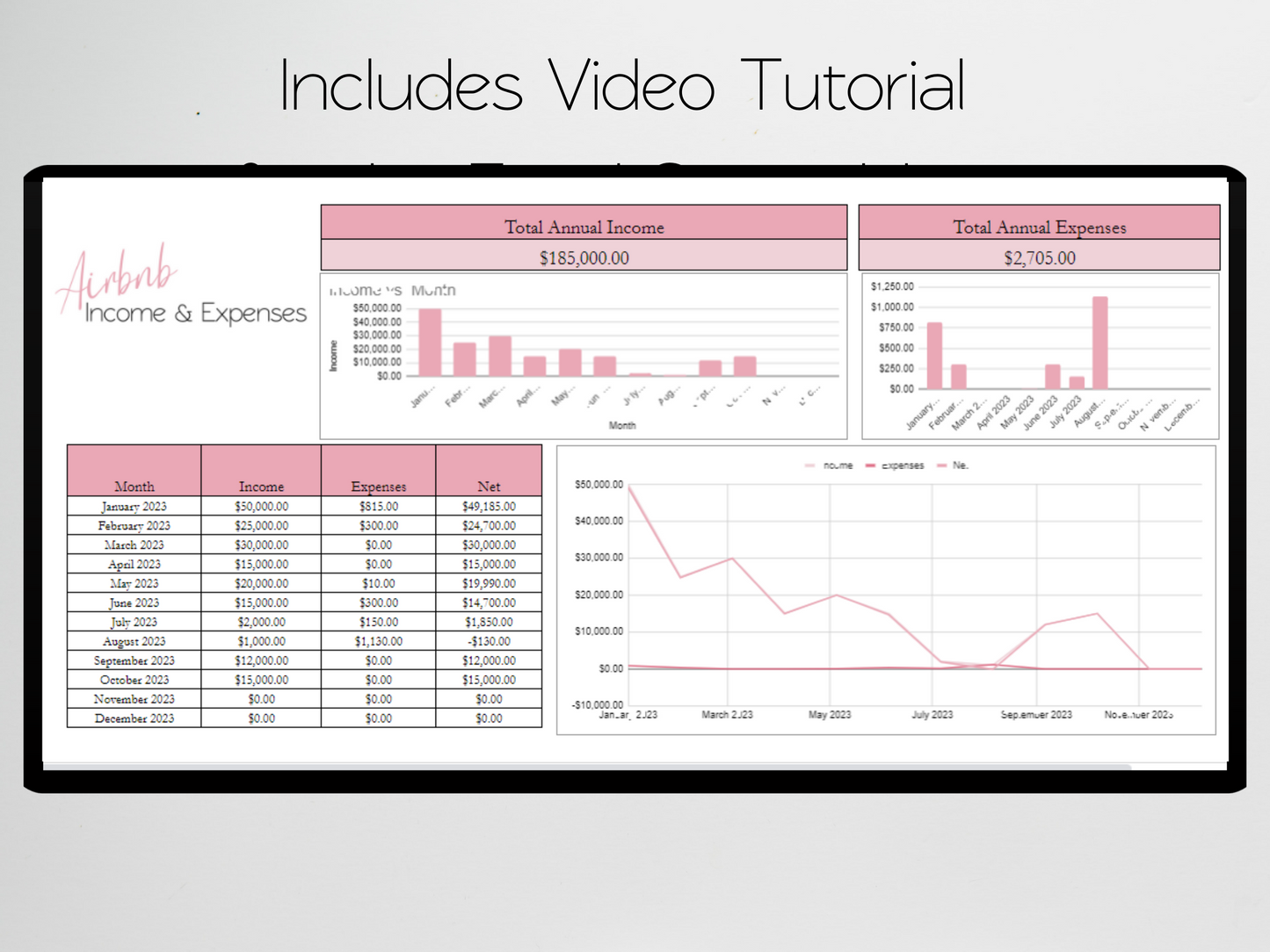 Airbnb Income and Expenses  Template Google Sheets Excel Spreadsheet
