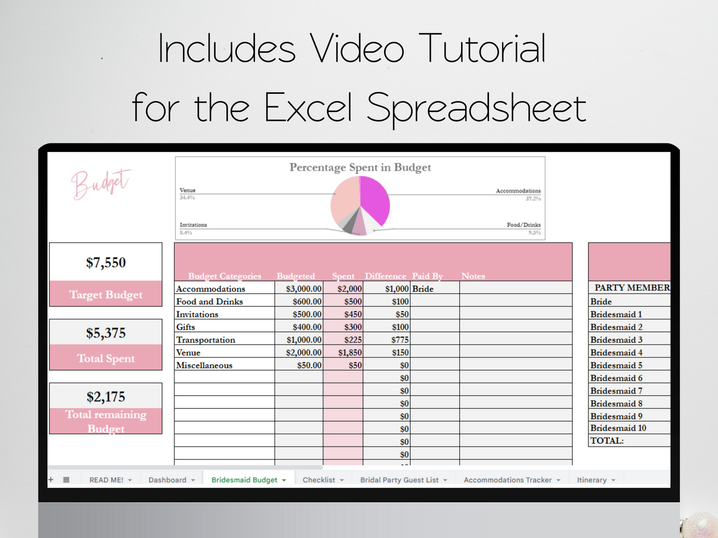 Bachelorette Party Planner Template Google Sheets Excel Spreadsheet