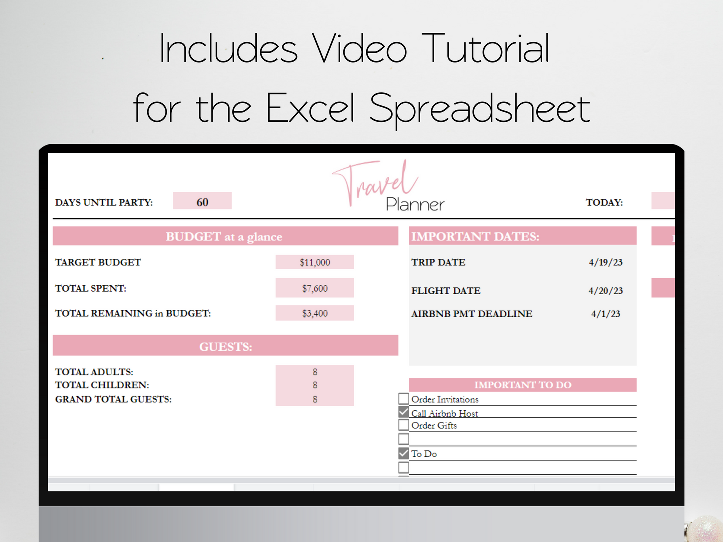 Travel Planner Template Google Sheets Excel Spreadsheet
