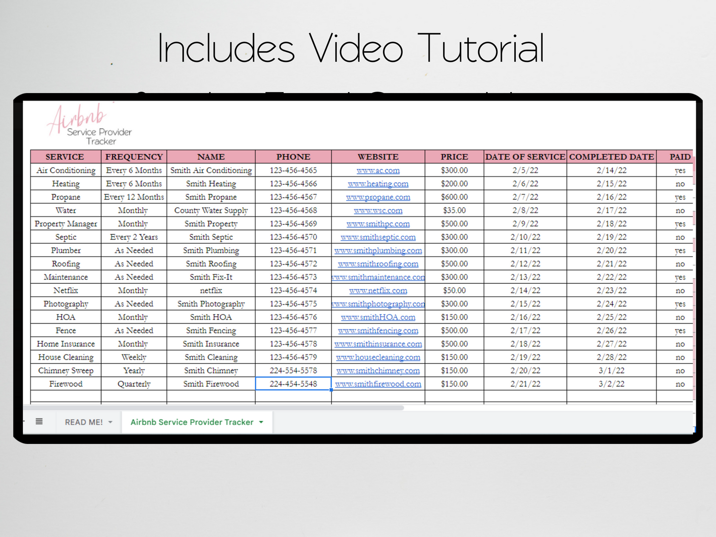 Airbnb Provider Checklist Template Google Sheets Excel Spreadsheet