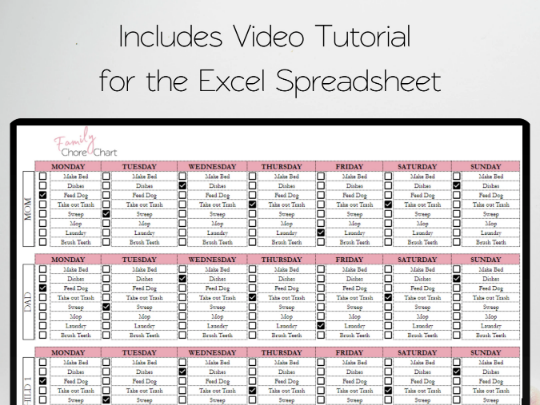 Family Chore Chart Template Google Sheets Excel Spreadsheet