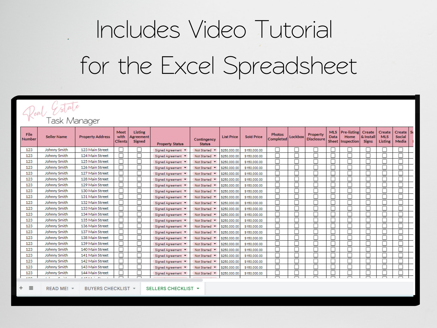 Real Estate Task Tracker Template Google Sheets Excel Spreadsheet