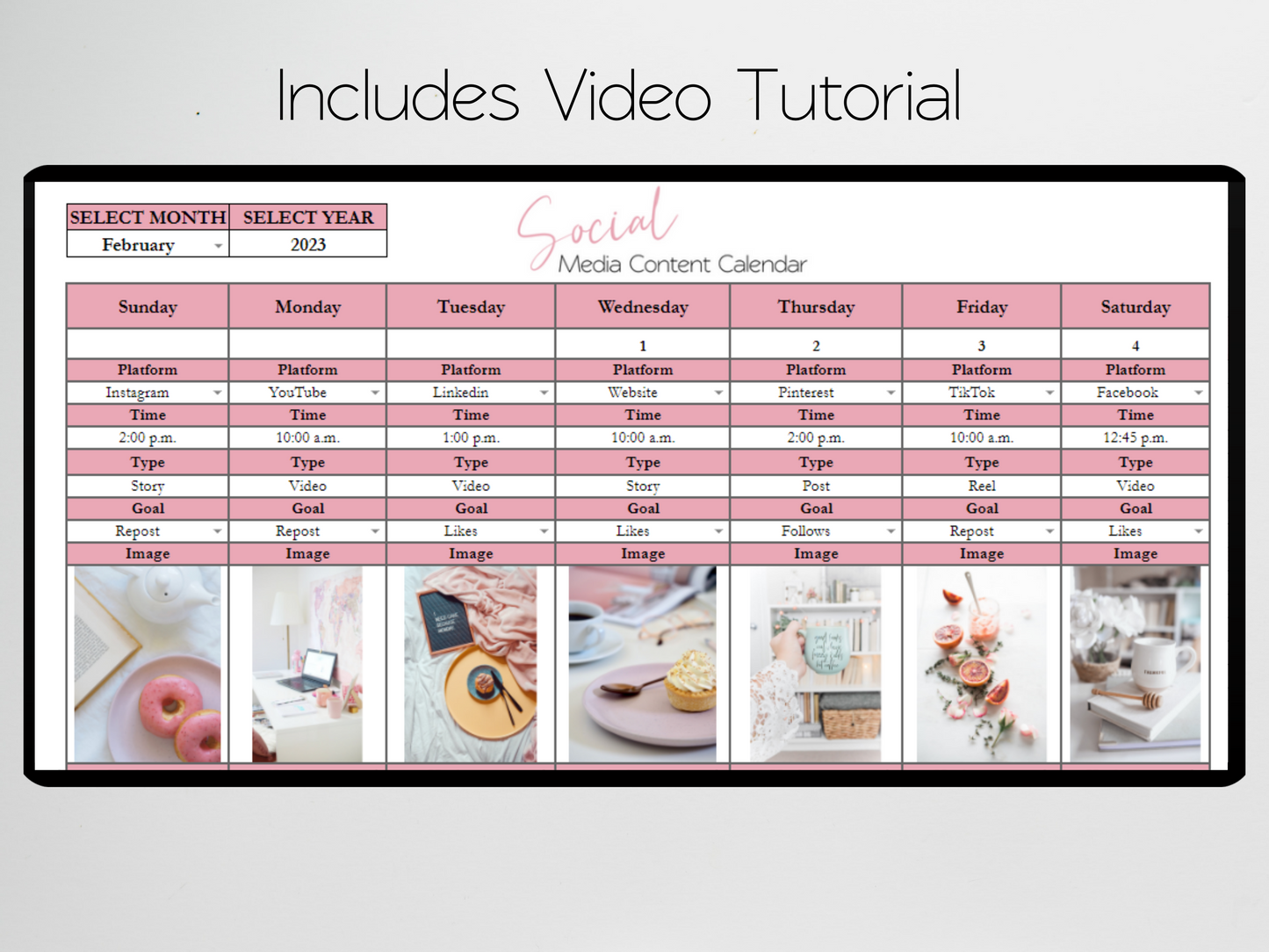 Social Media Content Calendar Template Google Sheets Excel Spreadsheet