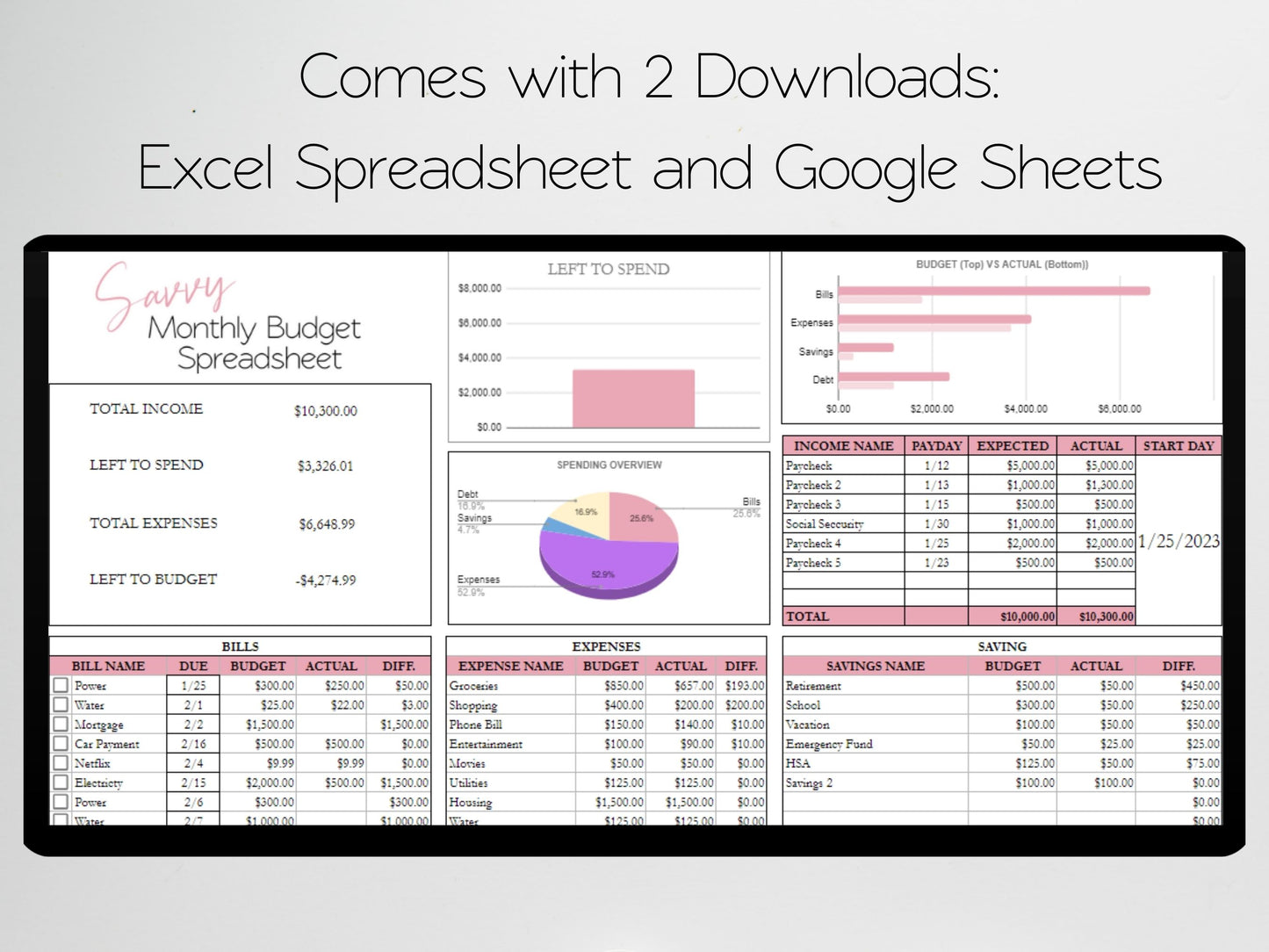 Monthly Budget Template Google Sheets Excel Spreadsheet