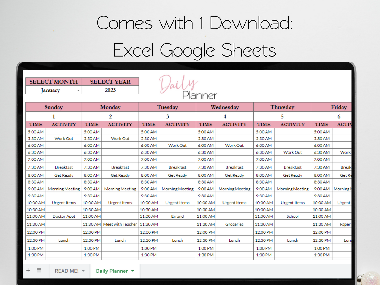 Ultimate ADHD Life Planner Template Google Sheets Excel Spreadsheet