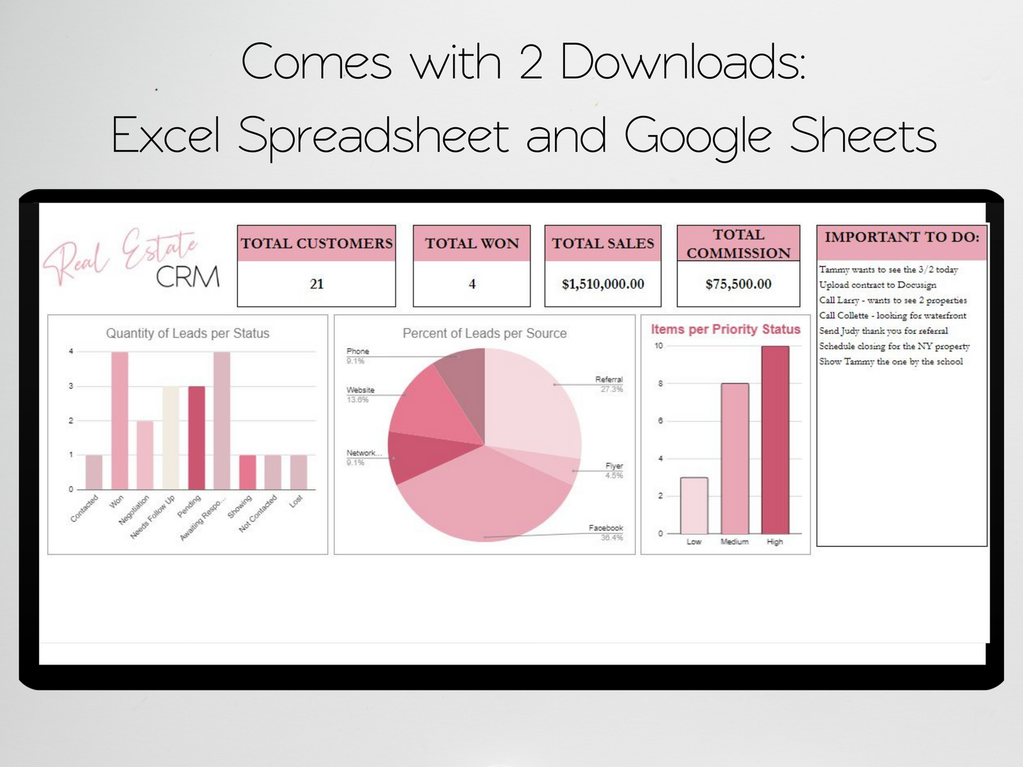 Real Estate CRM Template Google Sheets Excel Spreadsheet
