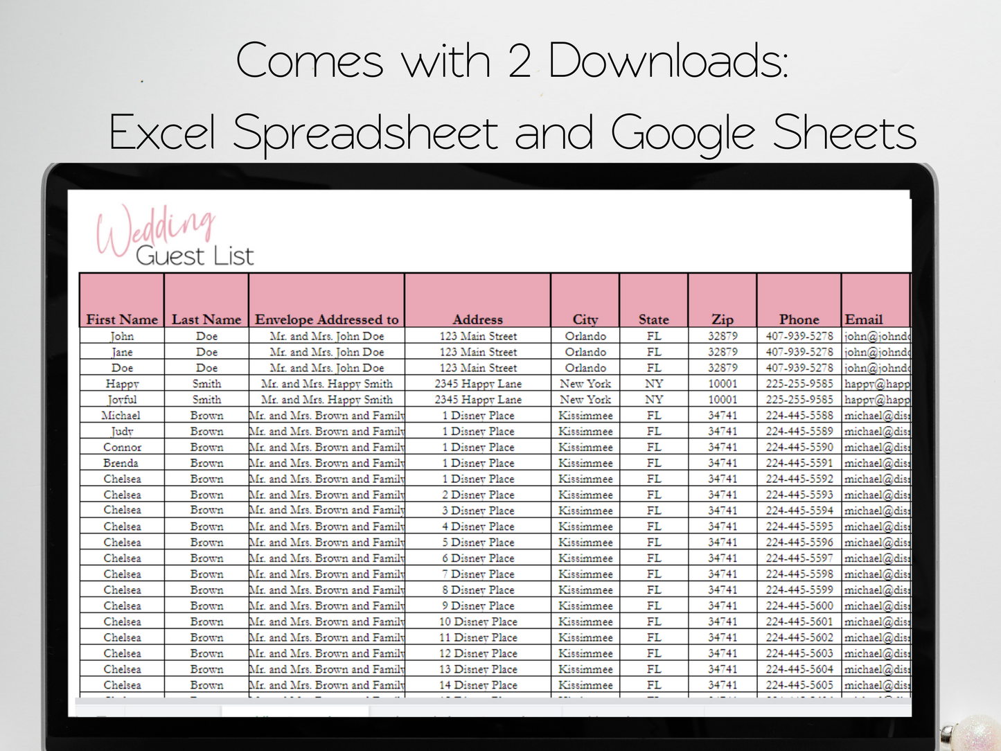 Wedding Guest List Template Google Sheets Excel Spreadsheet