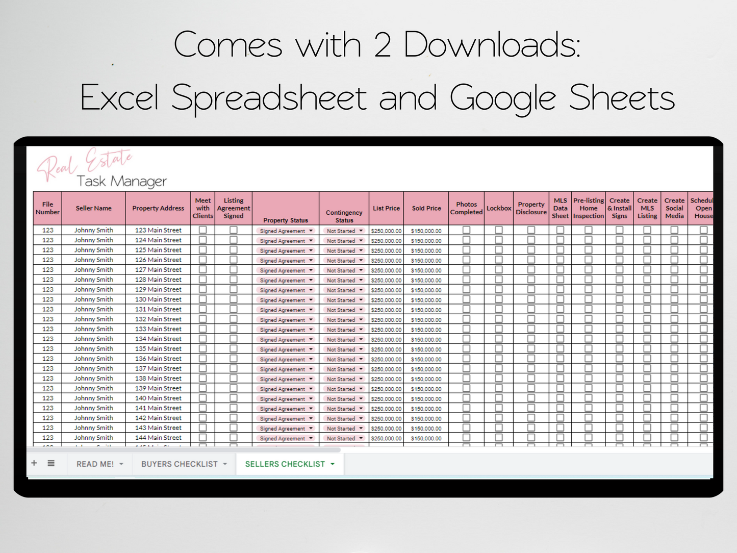 Real Estate Task Tracker Template Google Sheets Excel Spreadsheet