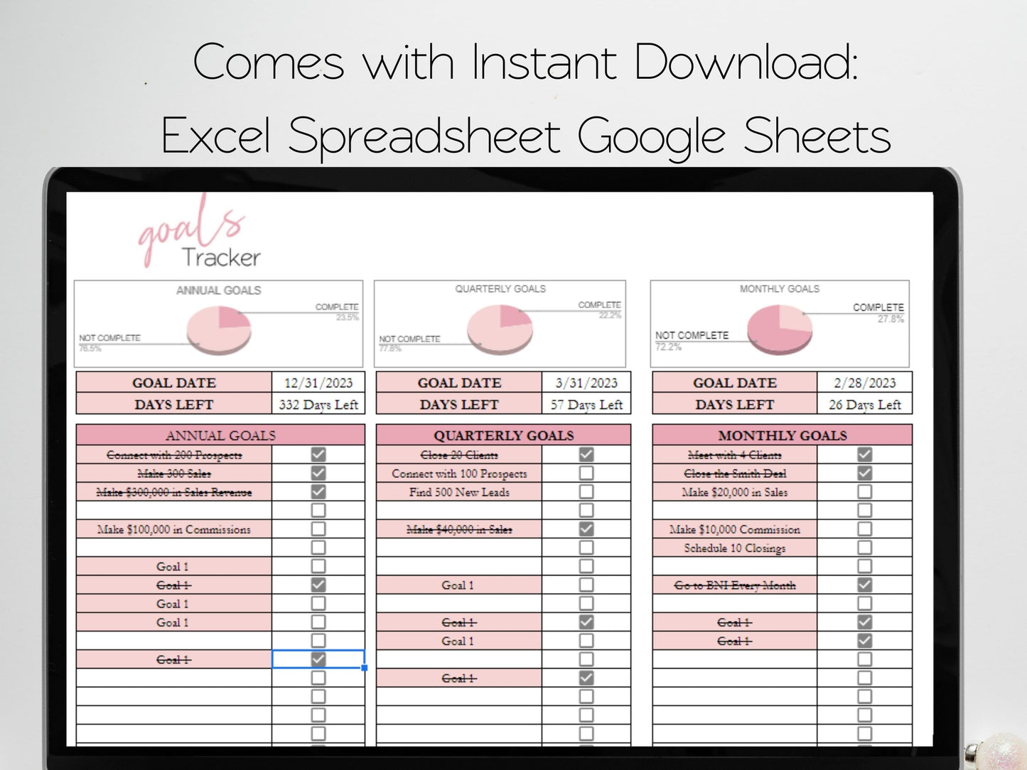 Goal Tracker Template Google Sheets, Goal Tracking Template Excel Sheet