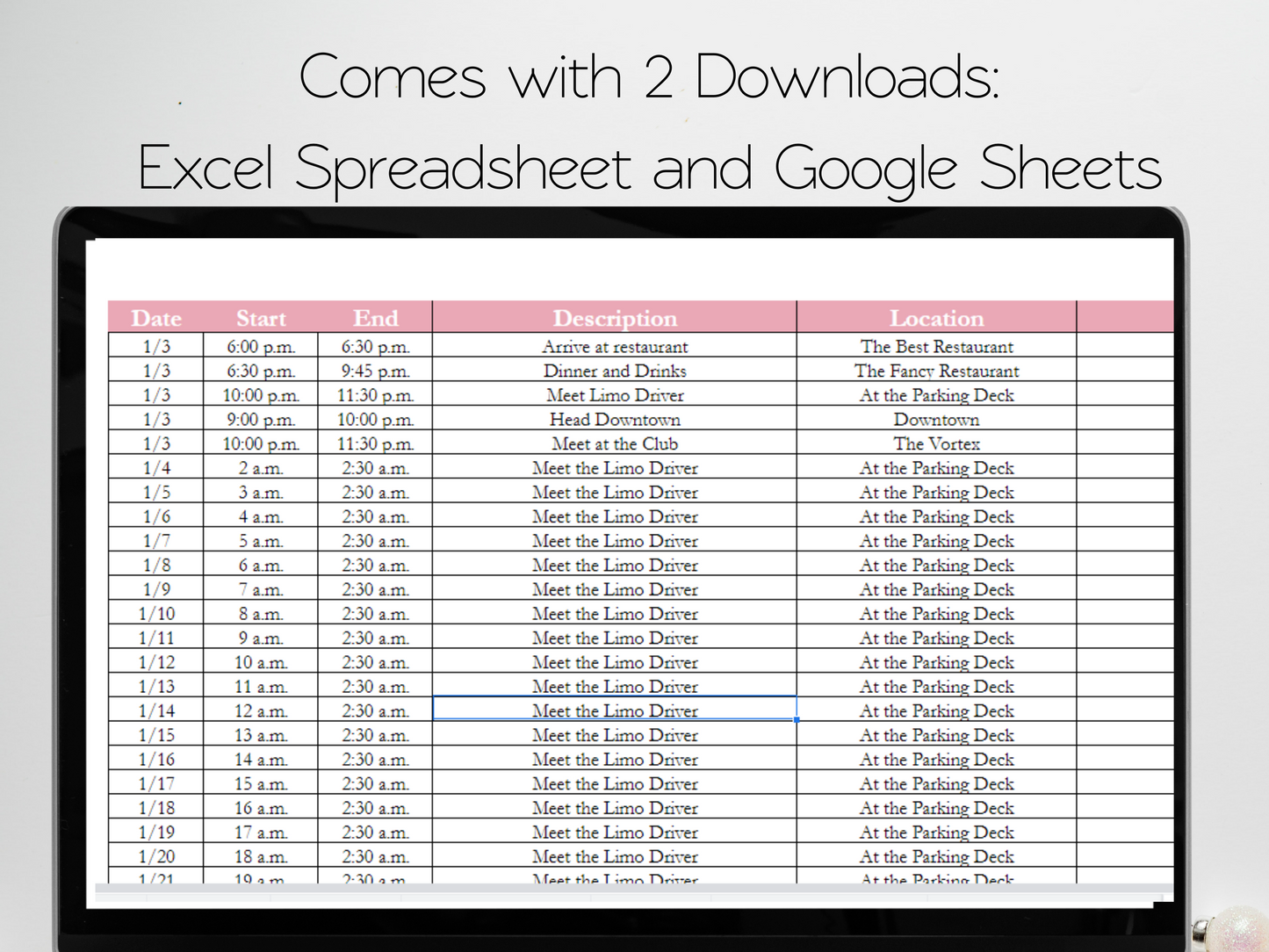 Bachelorette Party Planner Template Google Sheets Excel Spreadsheet