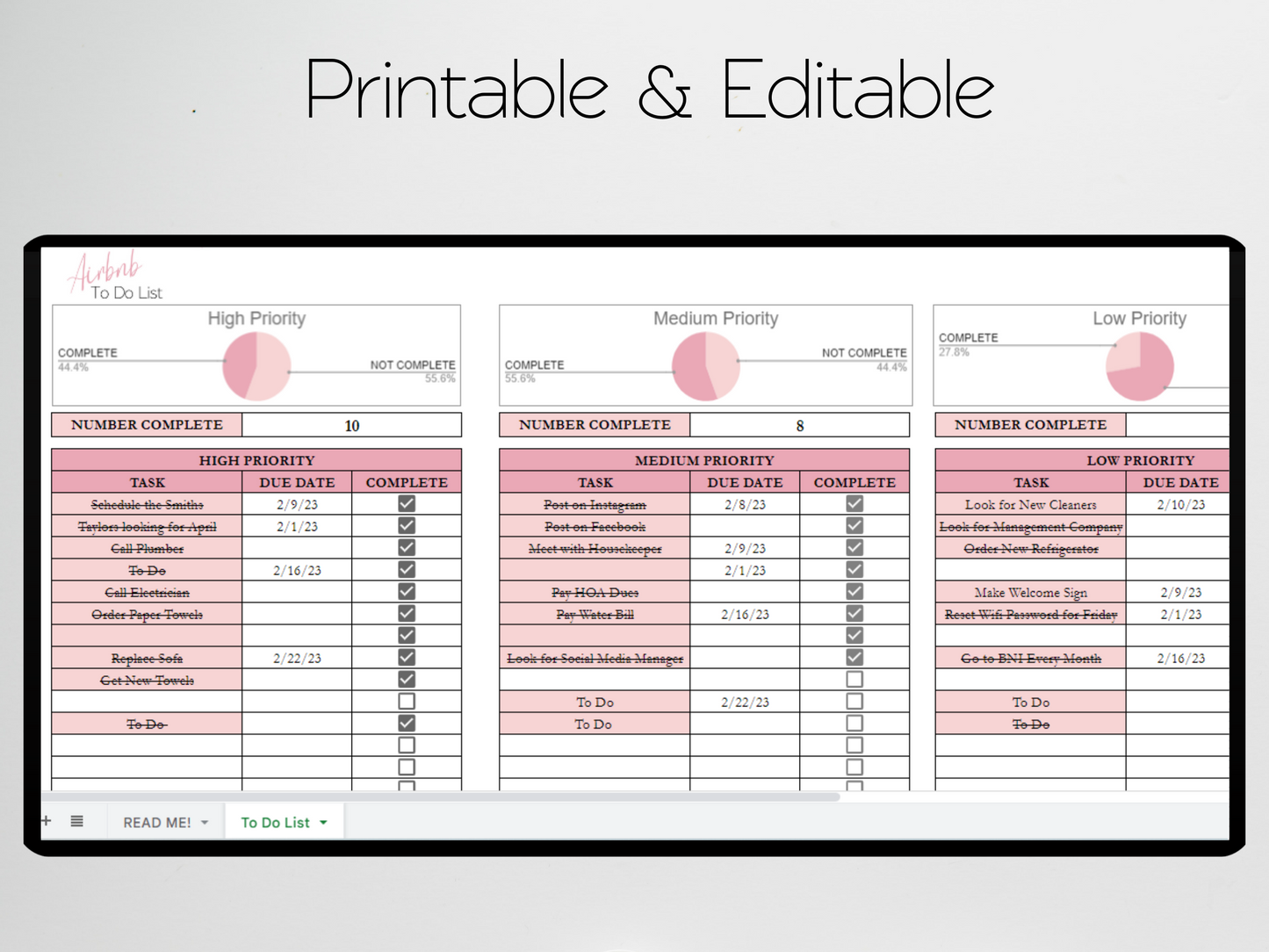 Airbnb To Do List Template Google Sheets Excel Spreadsheet