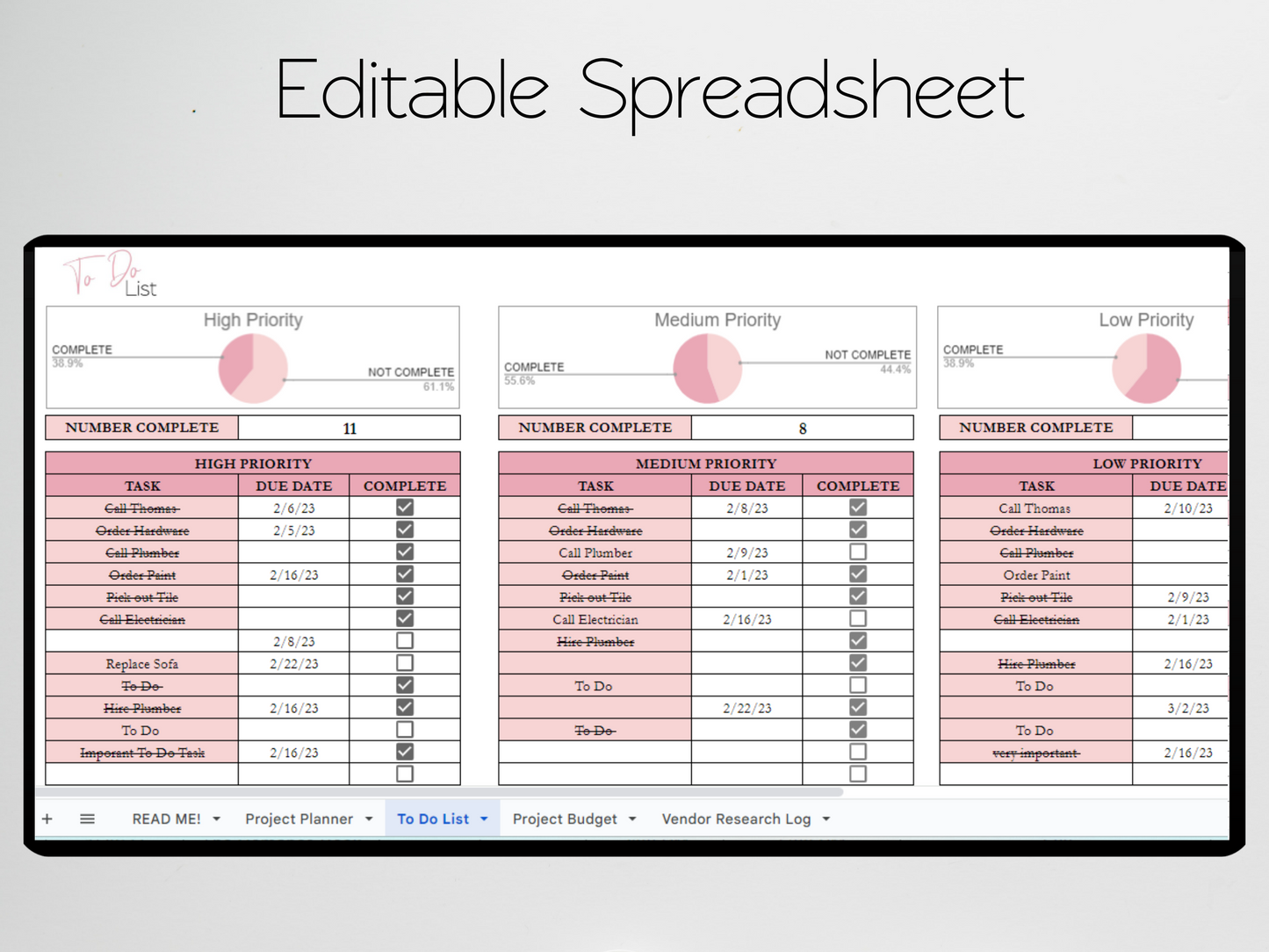 Project Planner Template Google Sheets Excel Spreadsheet