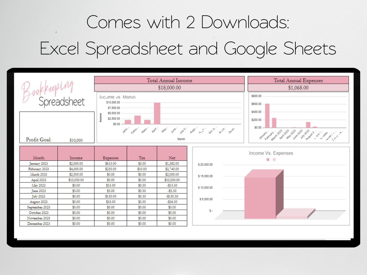 Bookkeeping Template Google Sheets Excel Spreadsheet