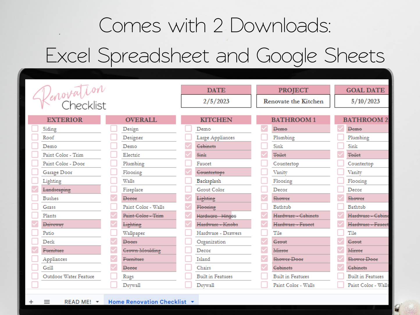 Home Renovation Planner Template Google Sheets Excel Spreadsheet