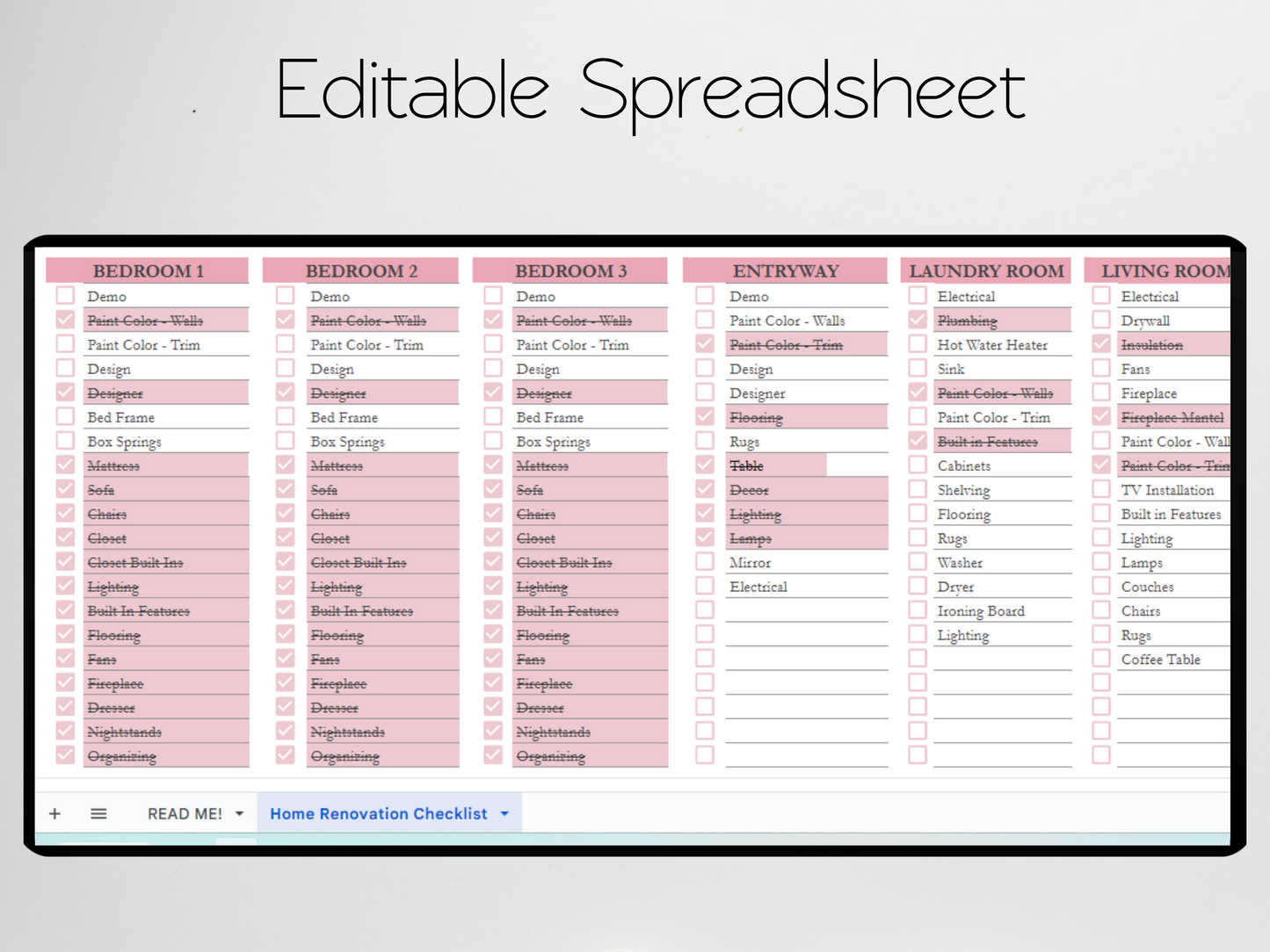 Home Renovation Checklist Template Google Sheets Excel Spreadsheet