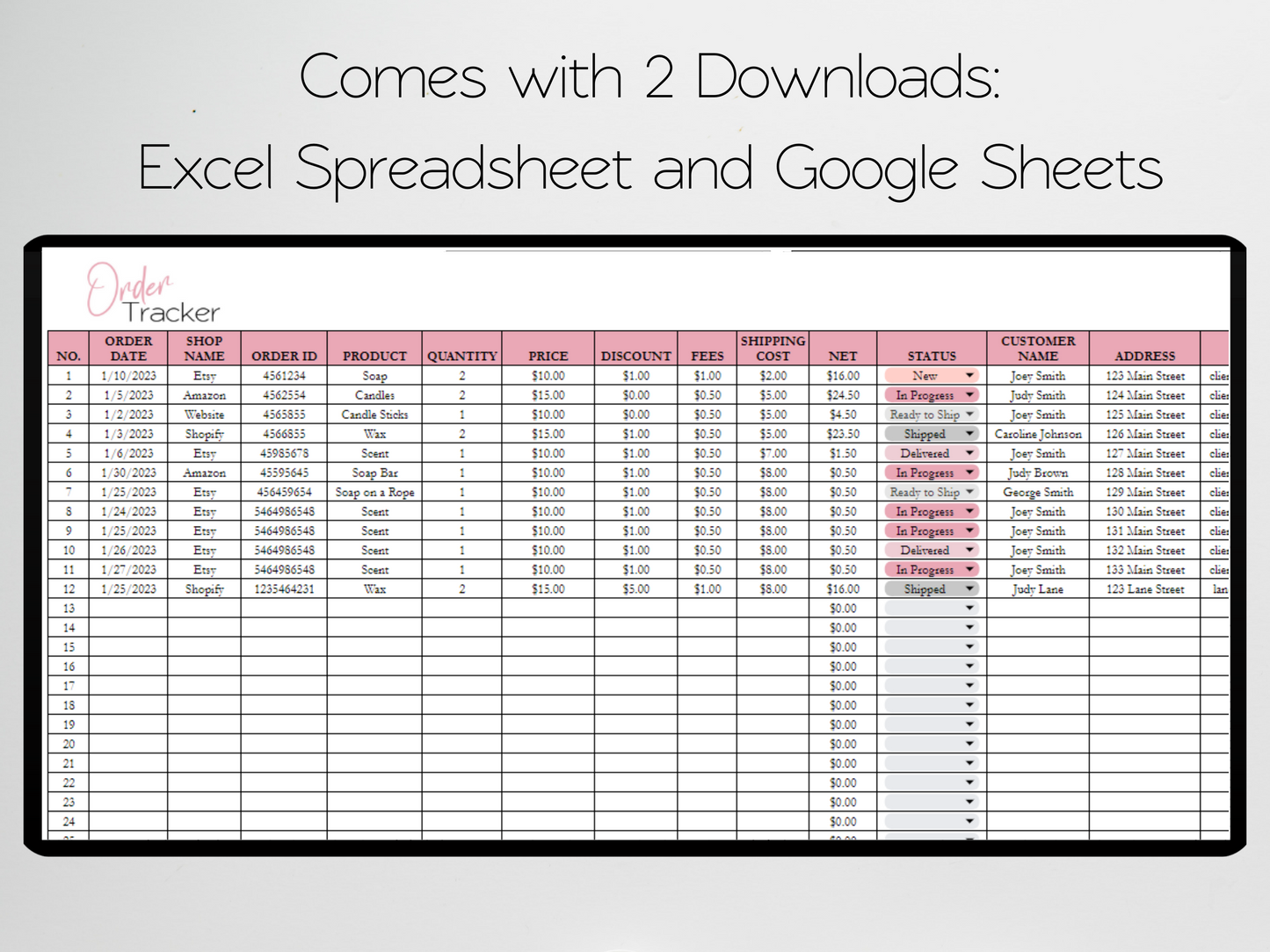 Order Tracker Template Google Sheets Excel Spreadsheet