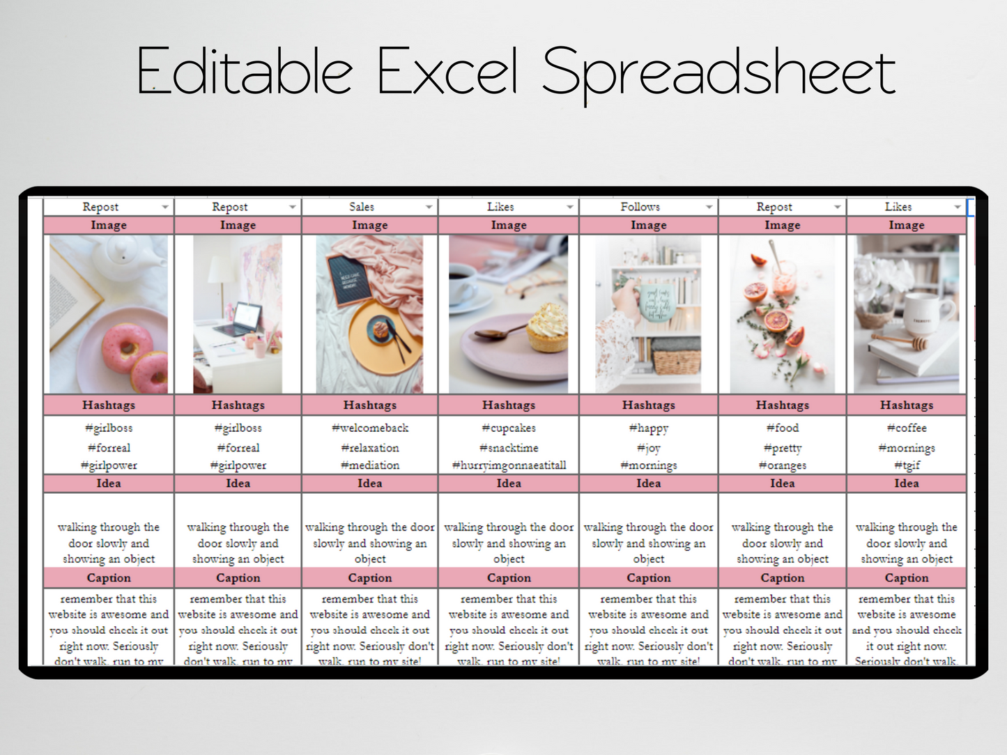 Social Media Content Calendar Template Google Sheets Excel Spreadsheet