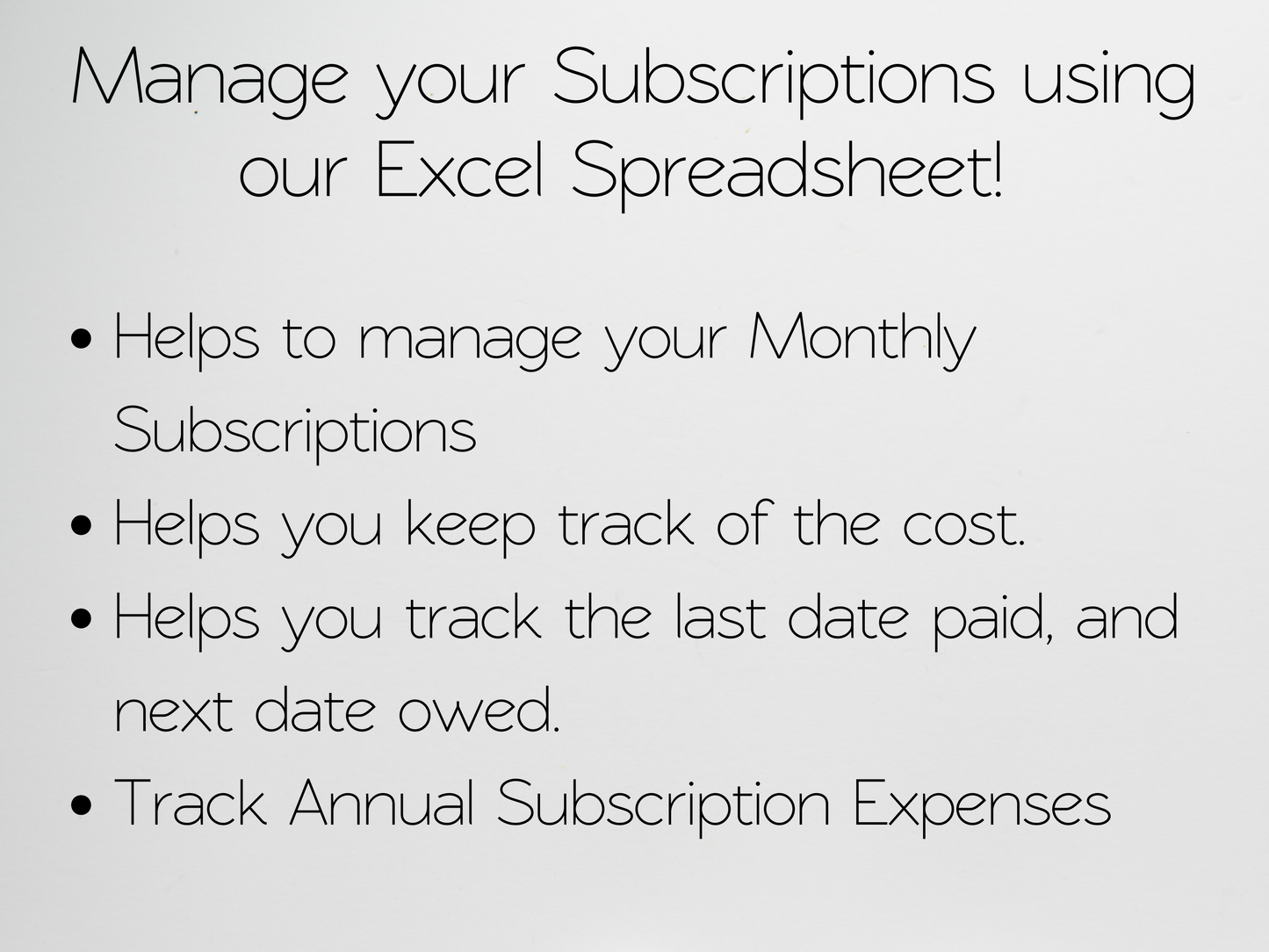 Subscription Tracker Template Google Sheets Excel Spreadsheet