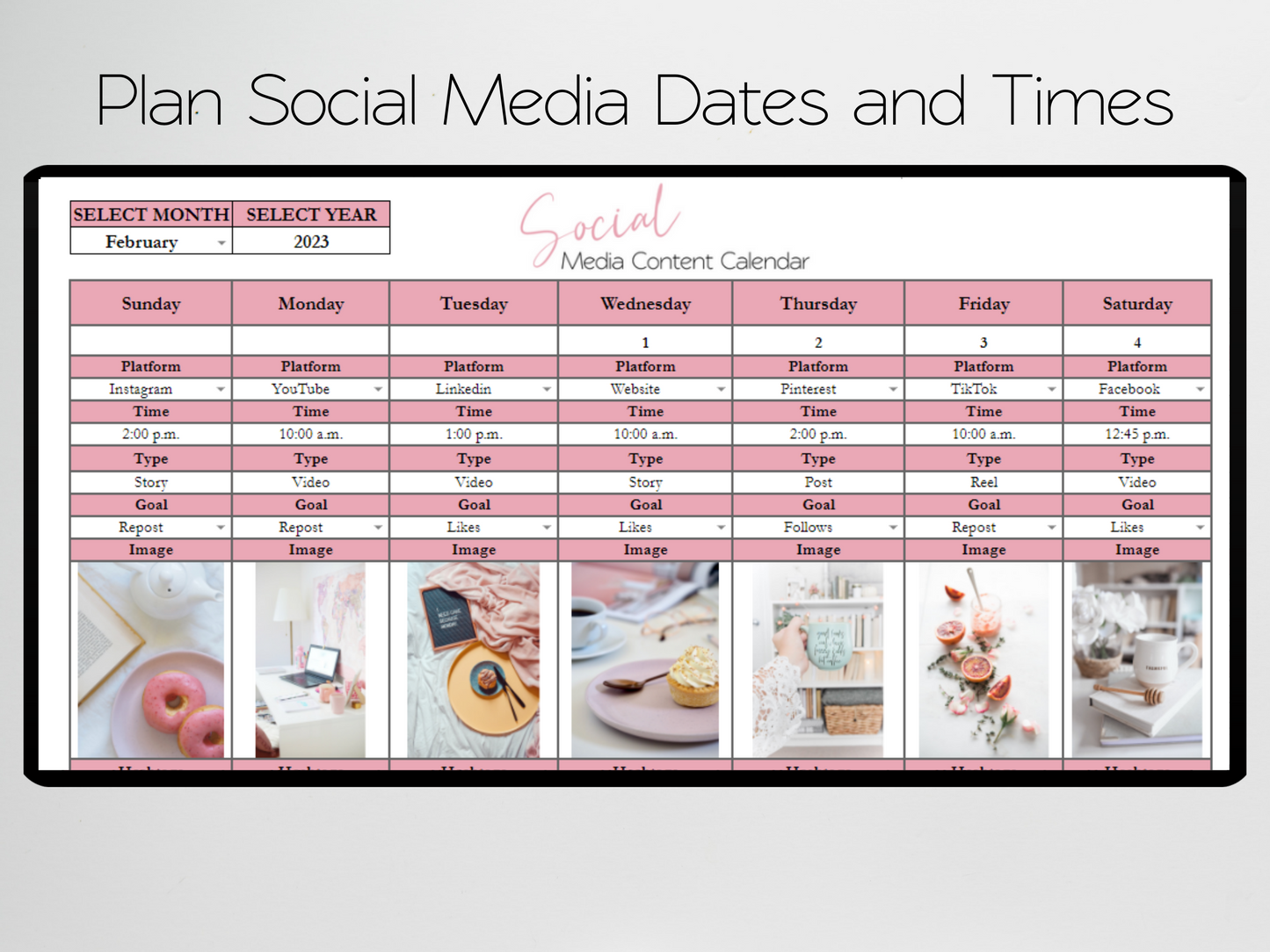 Social Media Content Calendar Template Google Sheets Excel Spreadsheet