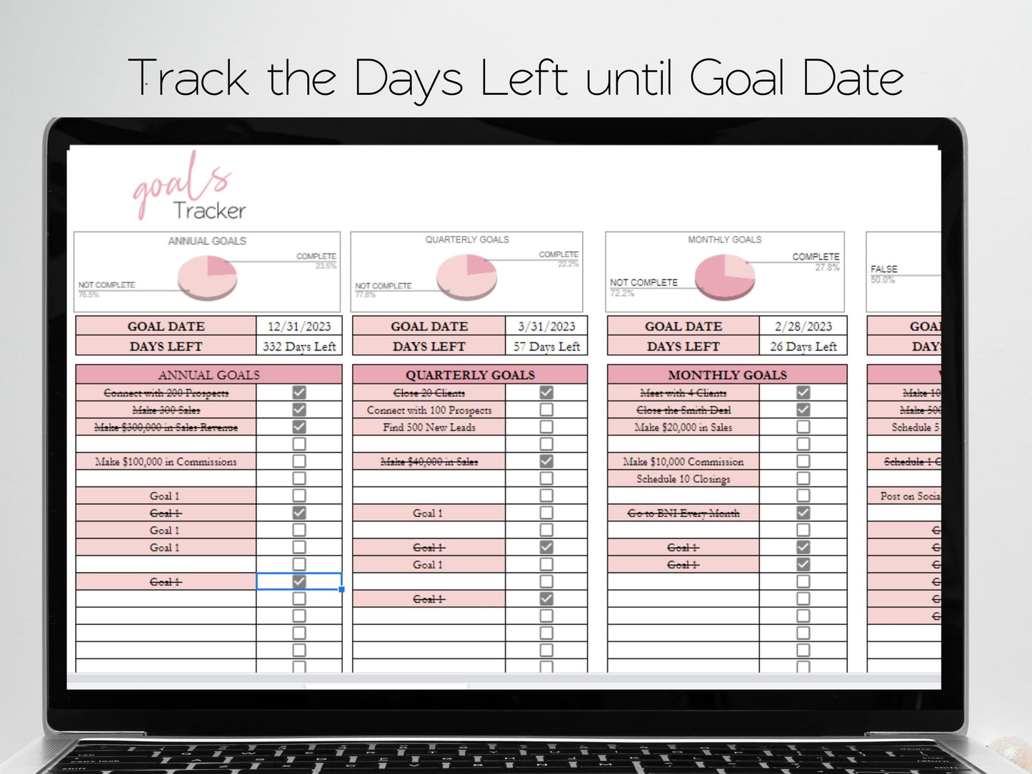 Goal Tracker Template Google Sheets, Goal Tracking Template Excel Sheet