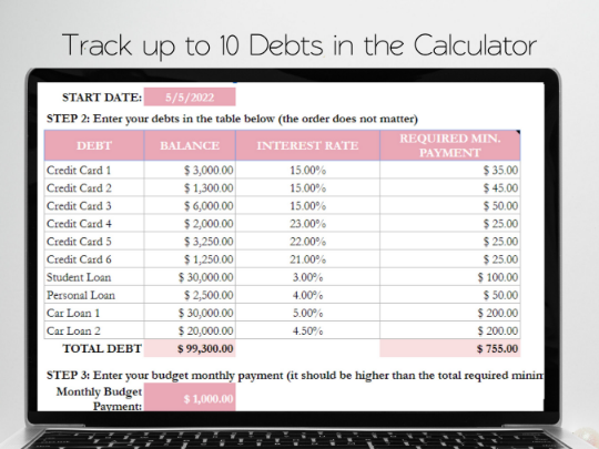 Debt Avalanche Template Google Sheets Excel Spreadsheet