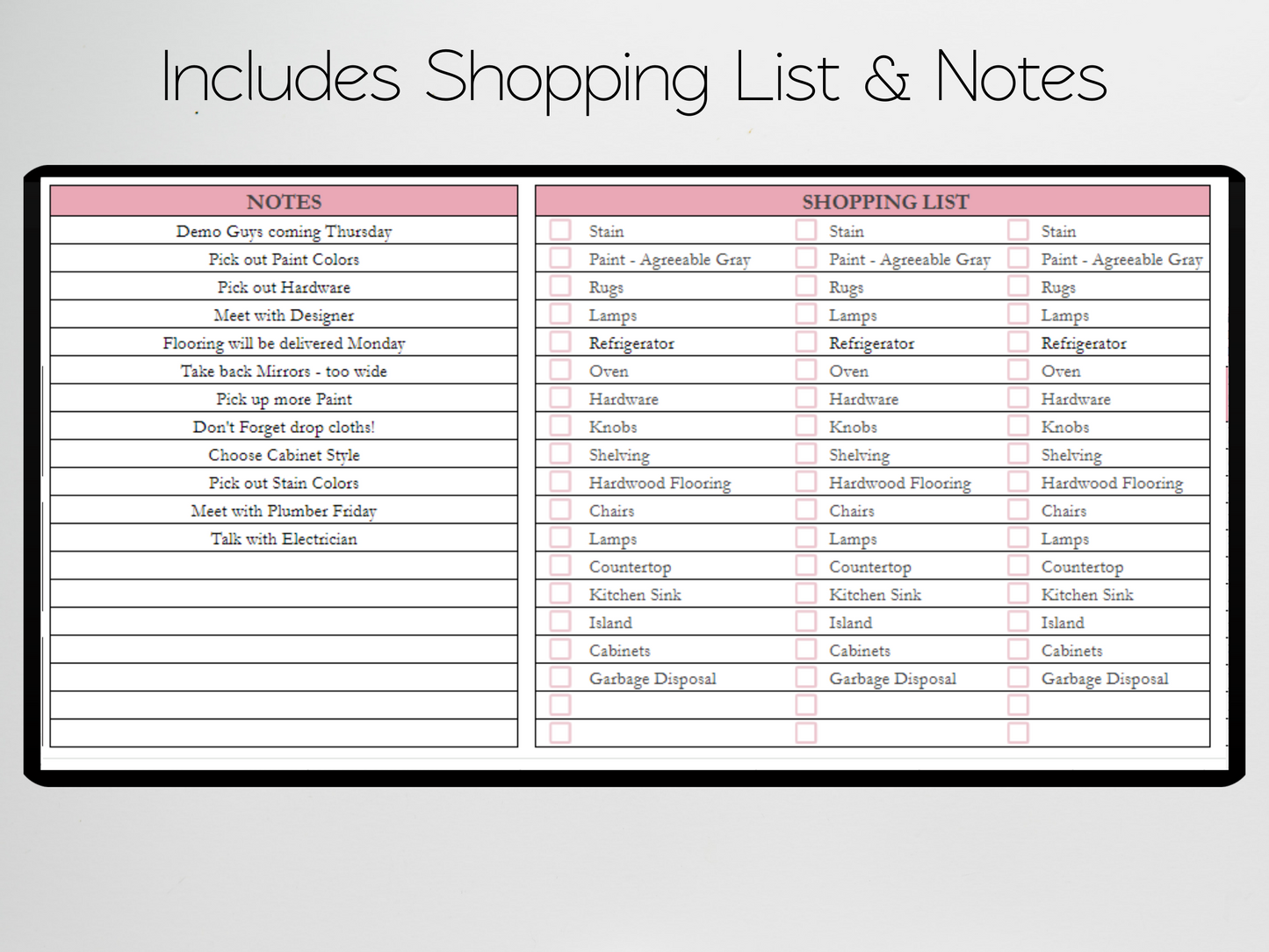 Home Renovation Checklist Template Google Sheets Excel Spreadsheet
