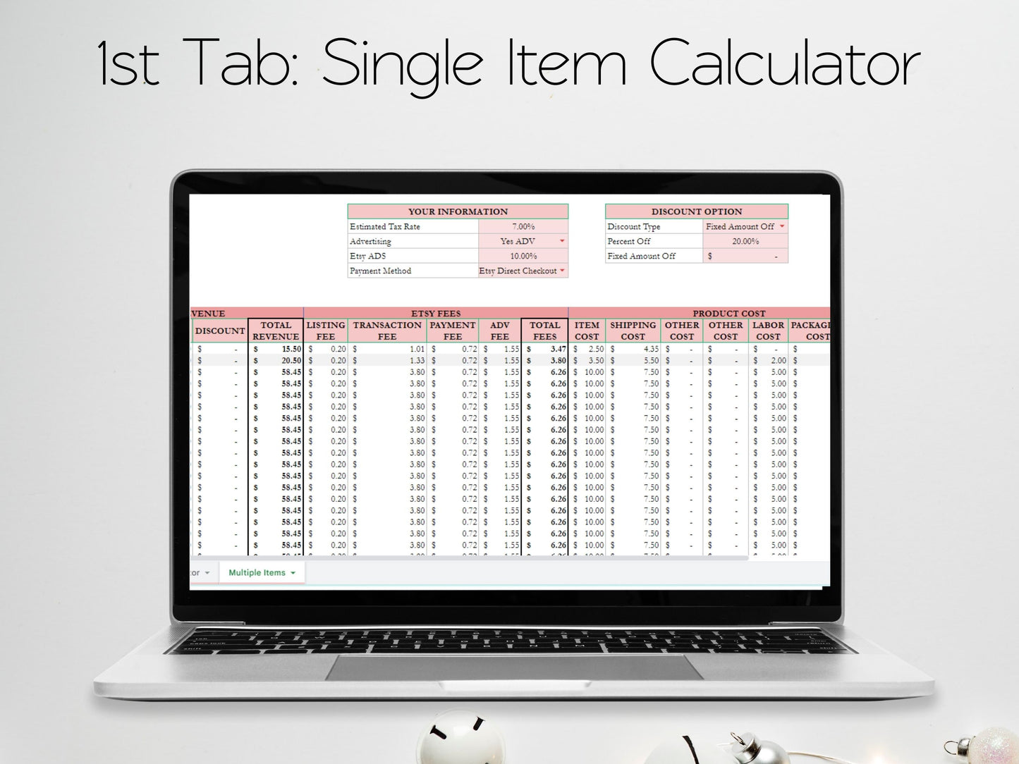 Etsy Profit Calculator, Etsy Fees Calculator, Etsy Profit Margin Calculator - Excel Spreadsheet Google Sheets