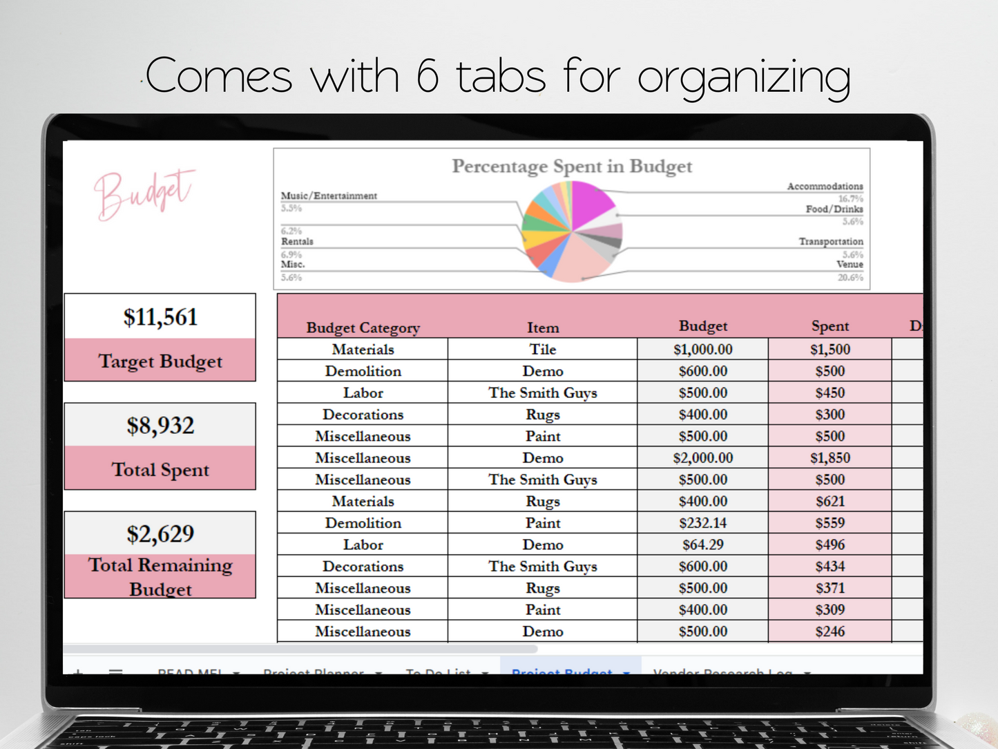 Home Renovation Planner Template Google Sheets Excel Spreadsheet