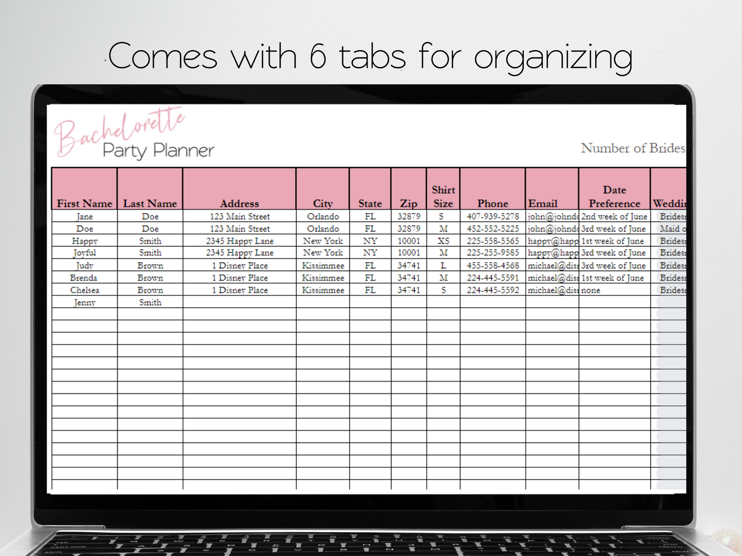 Bachelorette Party Planner Template Google Sheets Excel Spreadsheet